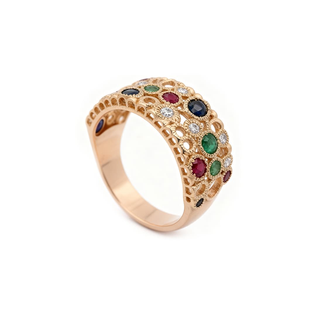 Torsade Sacre Wide Half Band in Yellow Gold - 4