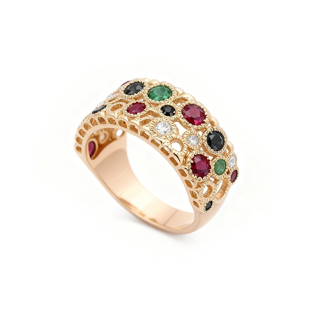 Torsade Sacre Wide Half Band in Yellow Gold - 5