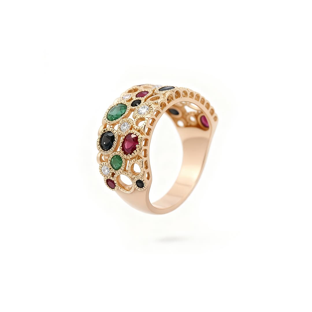 Torsade Sacre Wide Half Band in Yellow Gold - 7