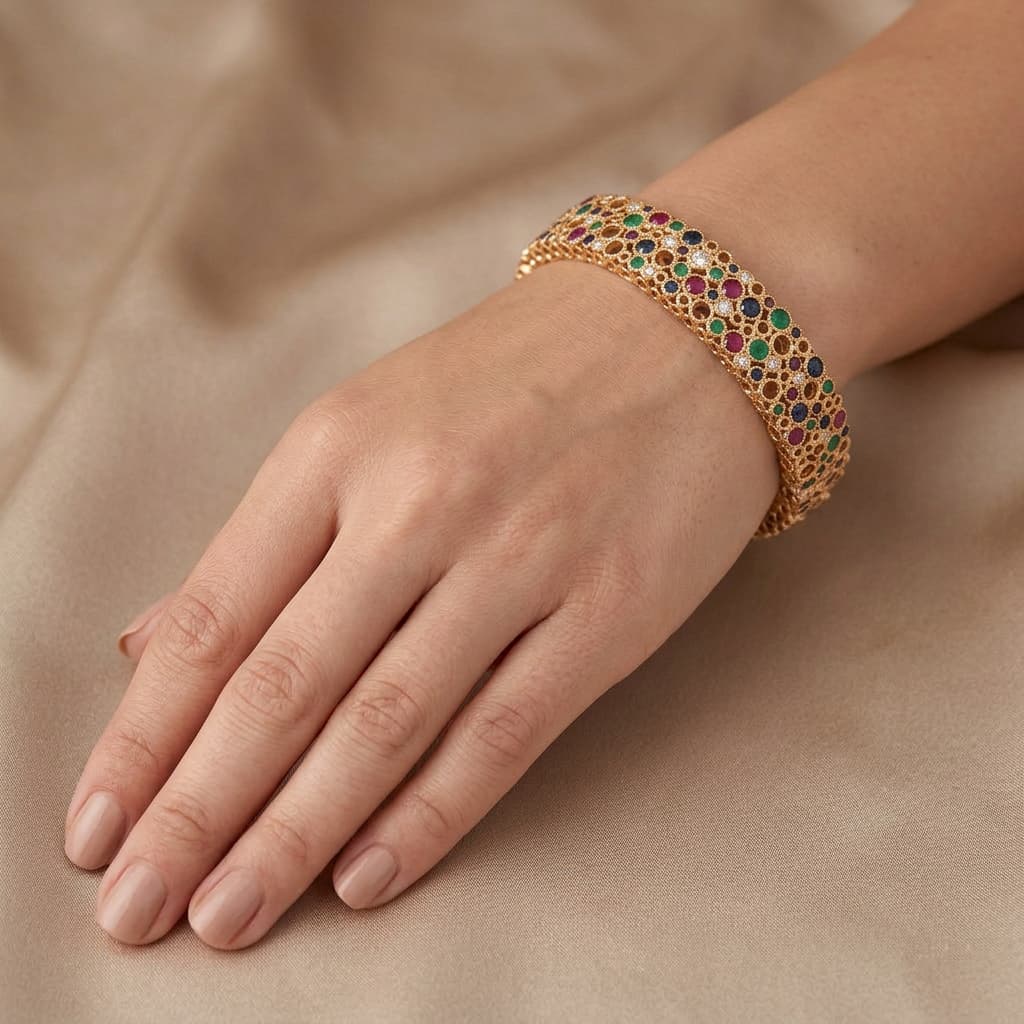 Torsade Sacre Wide Bangle in yellow Gold - 2