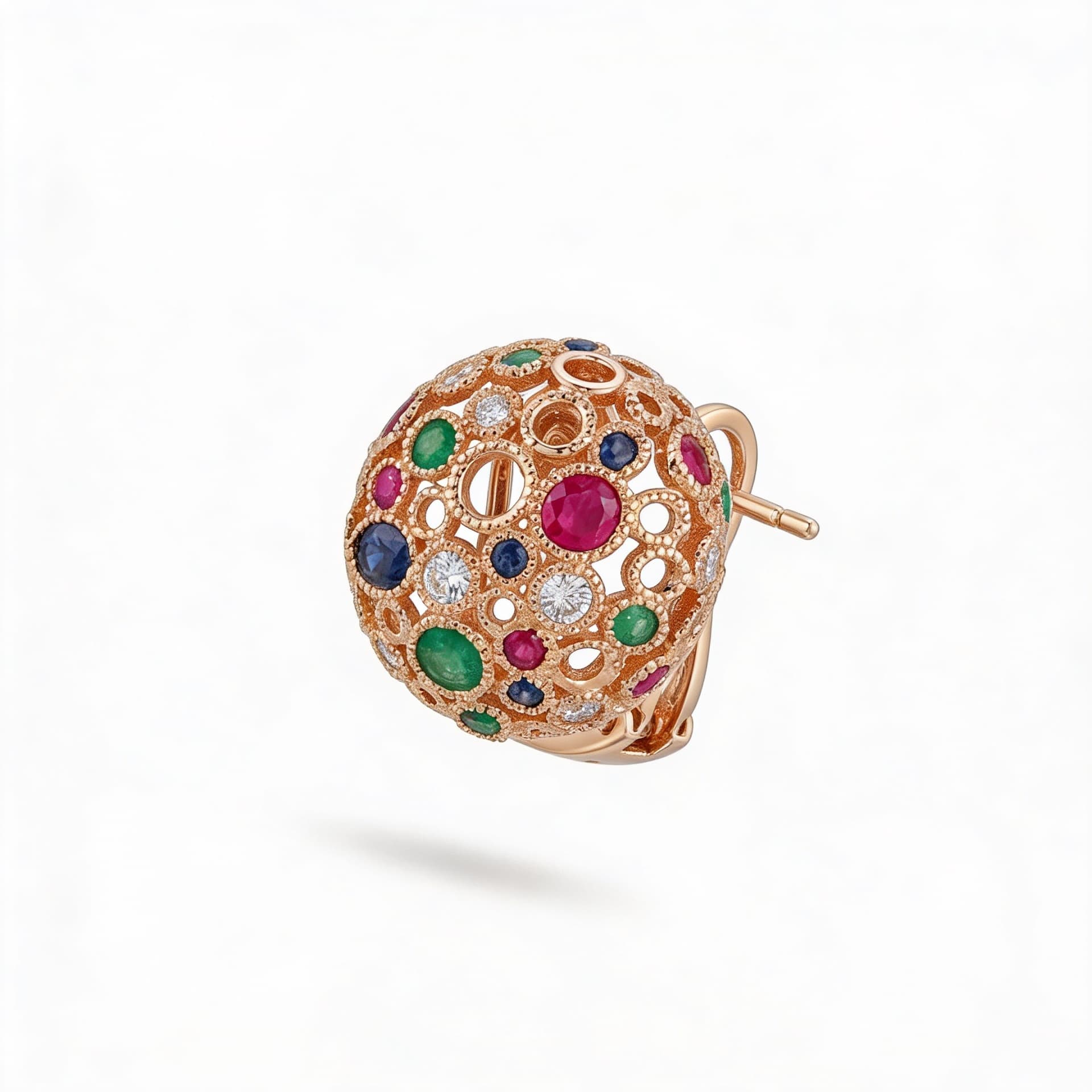 Torsade sacre Dome Stud Earrings in yellow Gold - 3