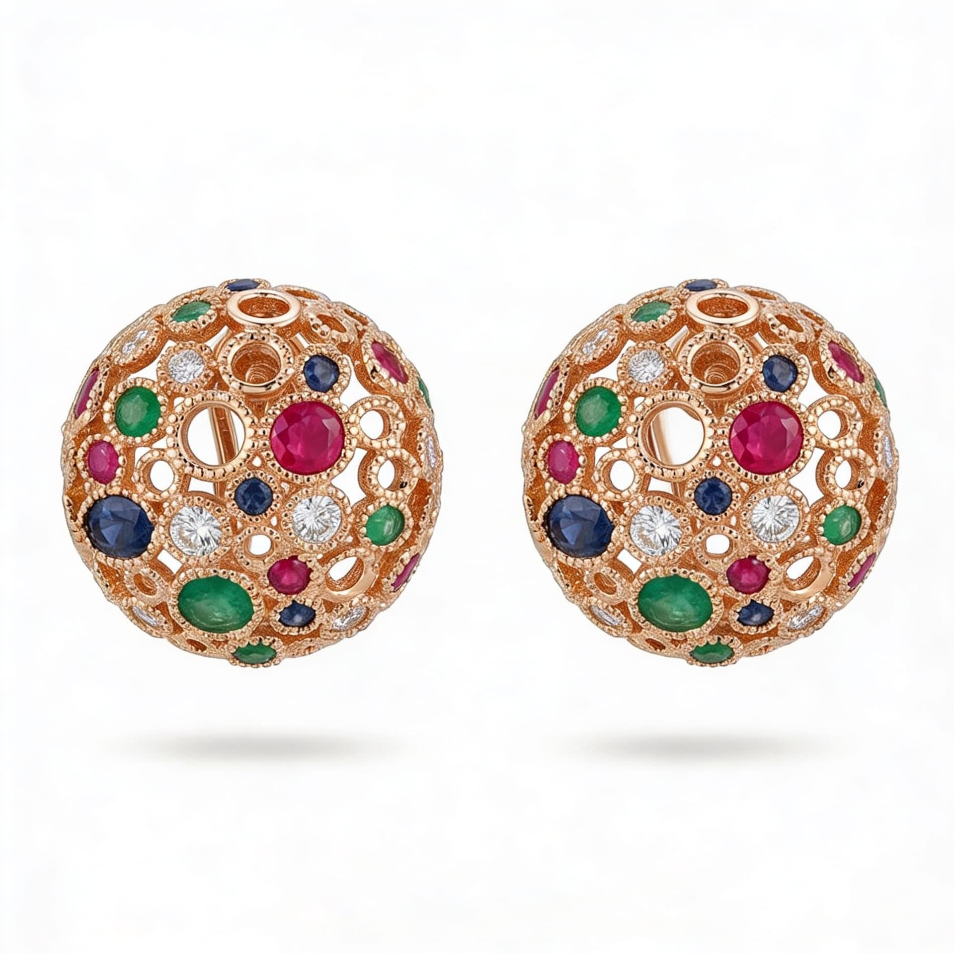 Torsade sacre Dome Stud Earrings in yellow Gold - 4