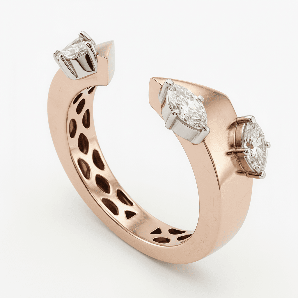 The Hiya Signature IV Dual Marquise Open Ring  - 4