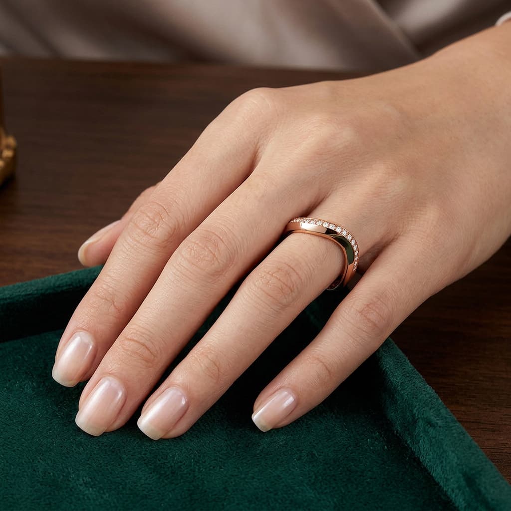 The Hiya Signature IV Torsion Line Pavé Ring 