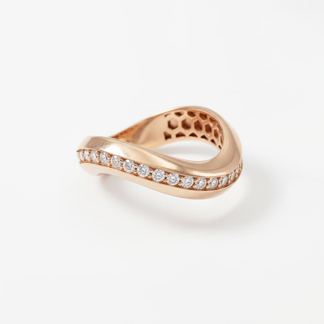 The Hiya Signature IV Torsion Line Pavé Ring  - 3