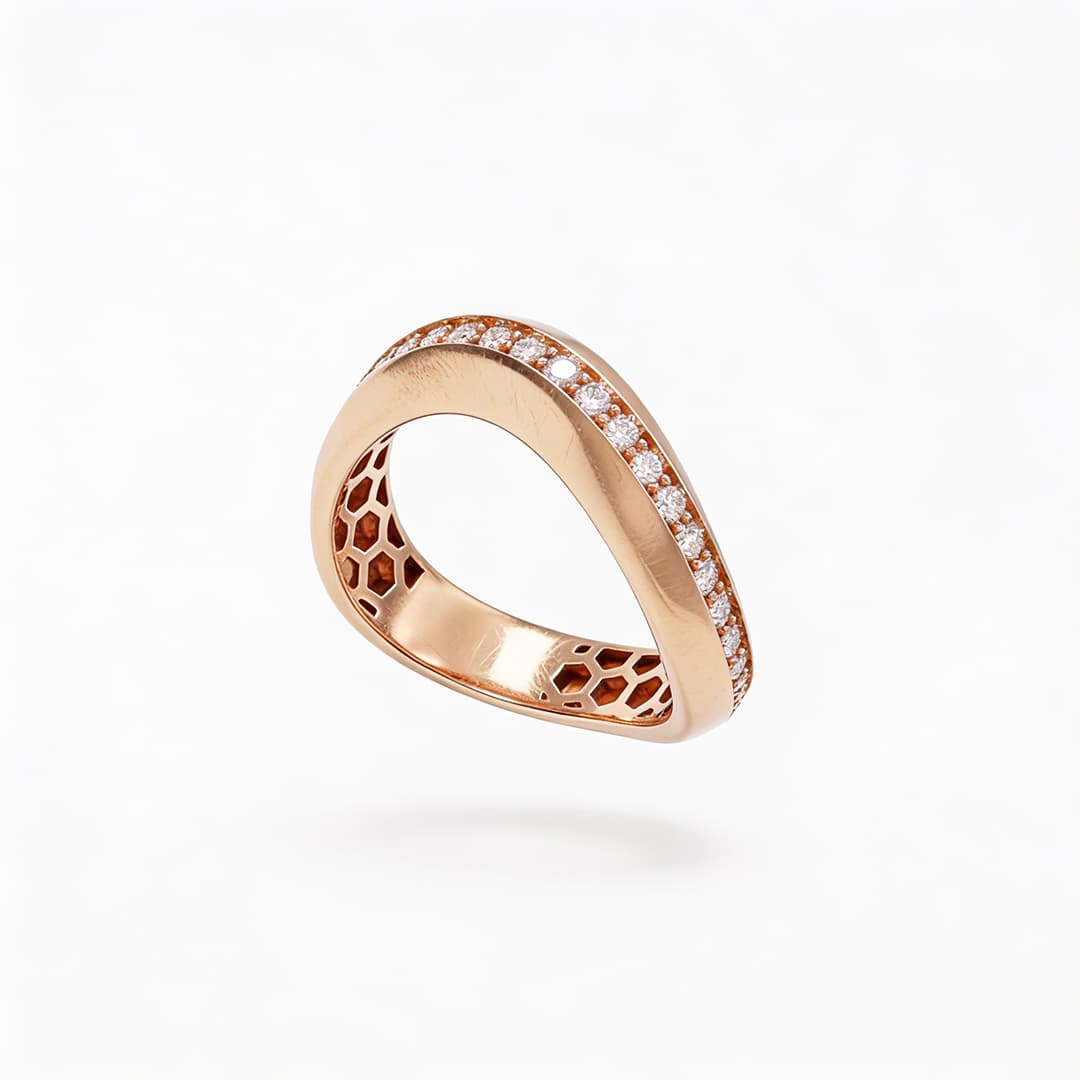 The Hiya Signature IV Torsion Line Pavé Ring  - 4