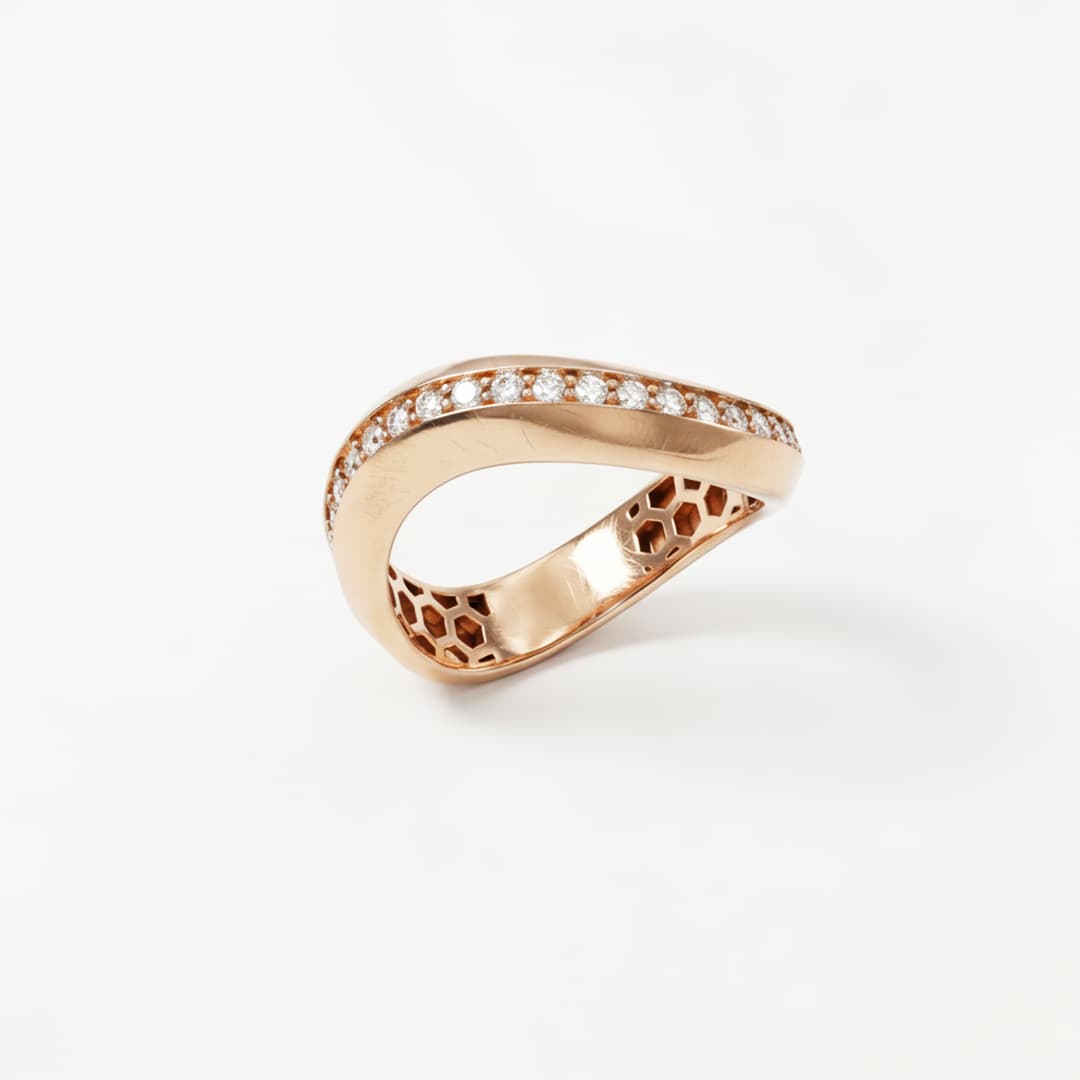 The Hiya Signature IV Torsion Line Pavé Ring  - 5