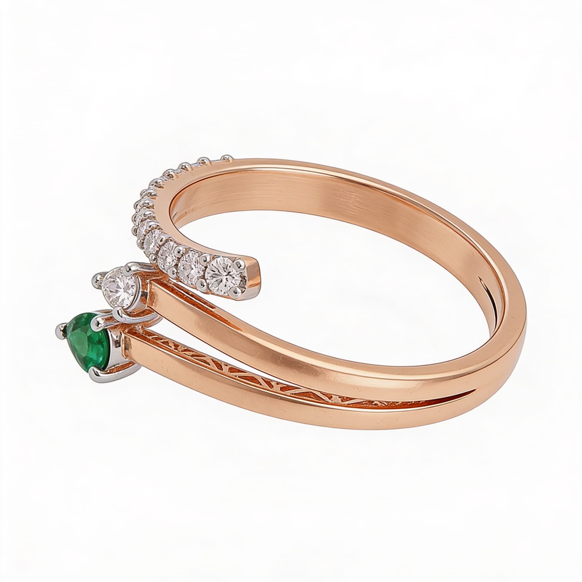 The Hiya Signature IV Emerald Vector Wrap Ring - 4