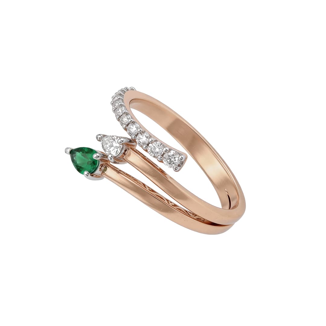 The Hiya Signature IV Emerald Vector Wrap Ring - 5