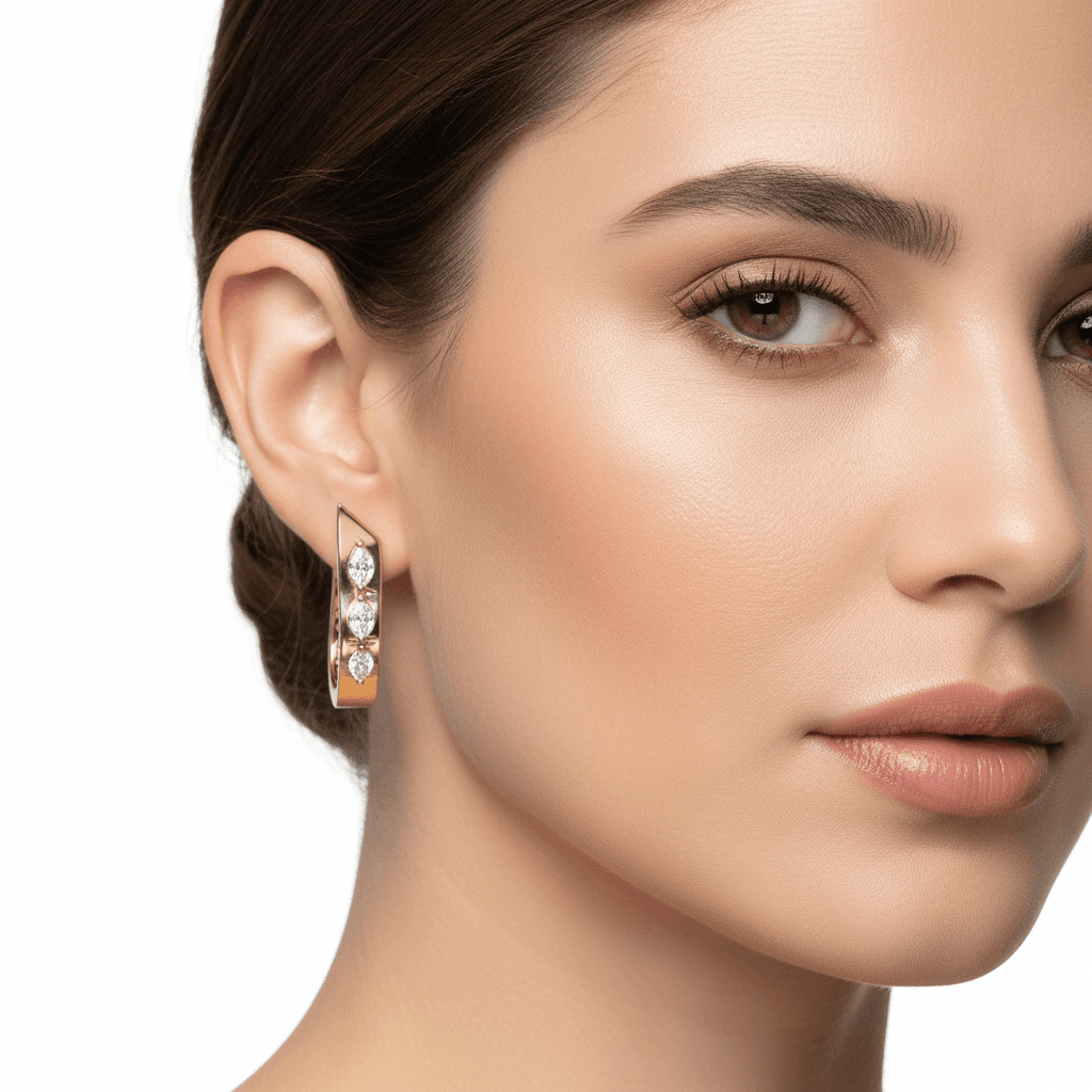 The Hiya Signature IV Diamond Line Hoop Earrings 