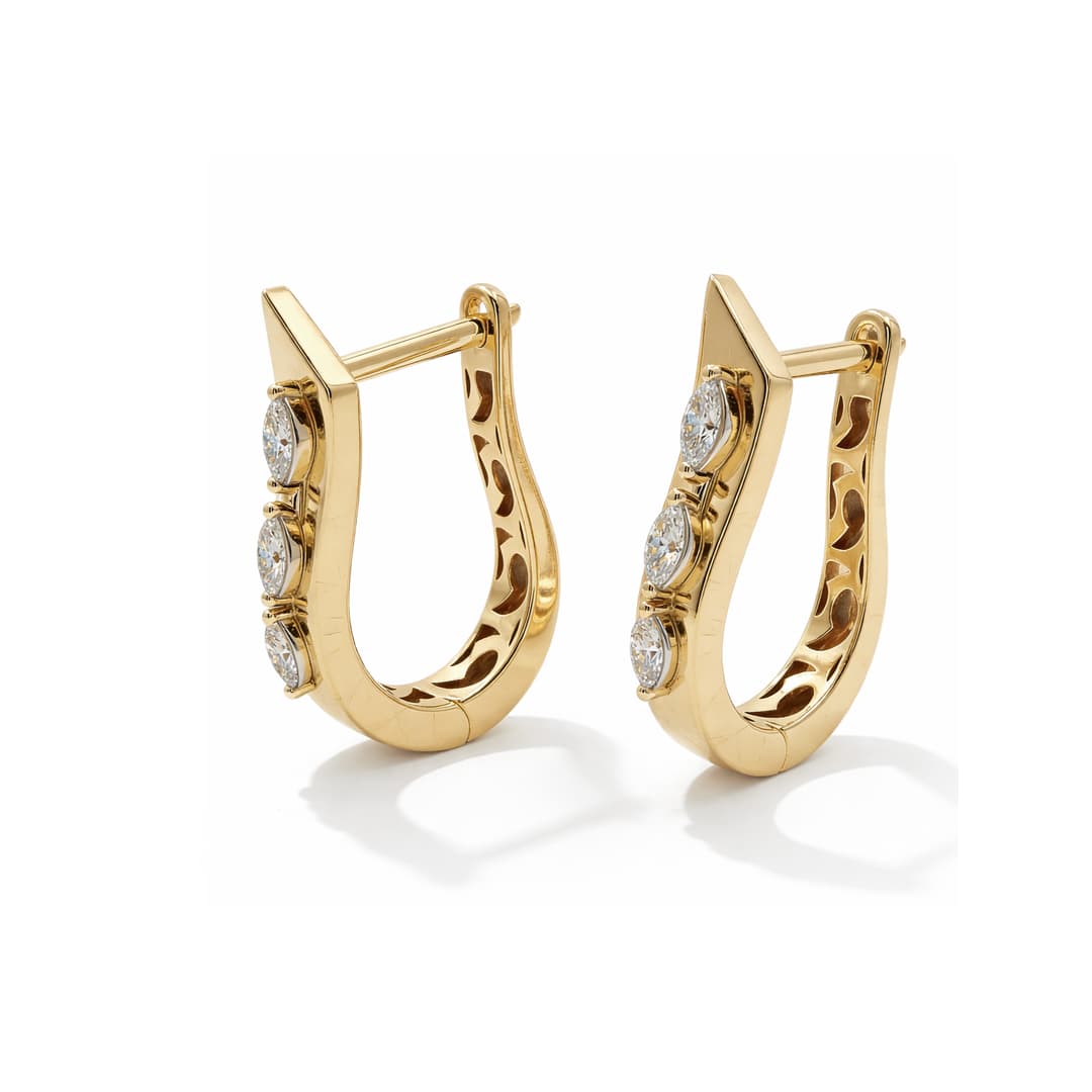 The Hiya Signature IV Diamond Line Hoop Earrings  - 3