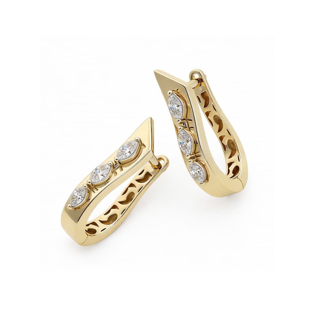 The Hiya Signature IV Diamond Line Hoop Earrings  - 4