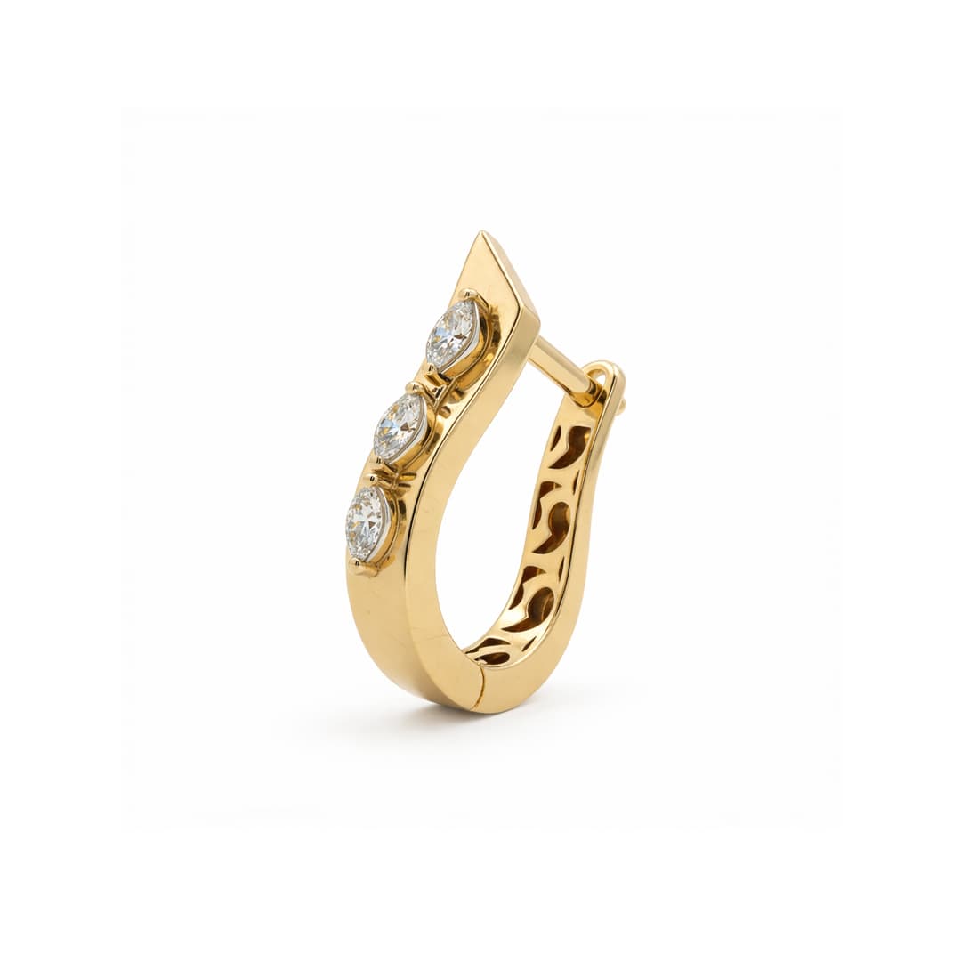 The Hiya Signature IV Diamond Line Hoop Earrings  - 5