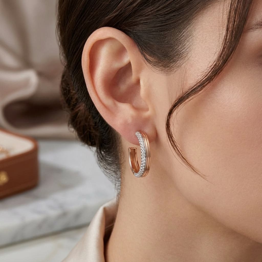 The Hiya Signature IV Prong-Set Diamond Hoops
