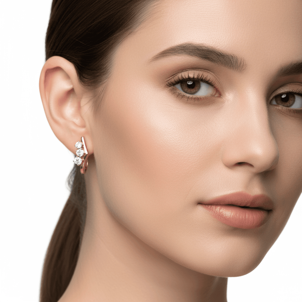 The Hiya Signature IV Sculpted Line Diamond Earrings 
