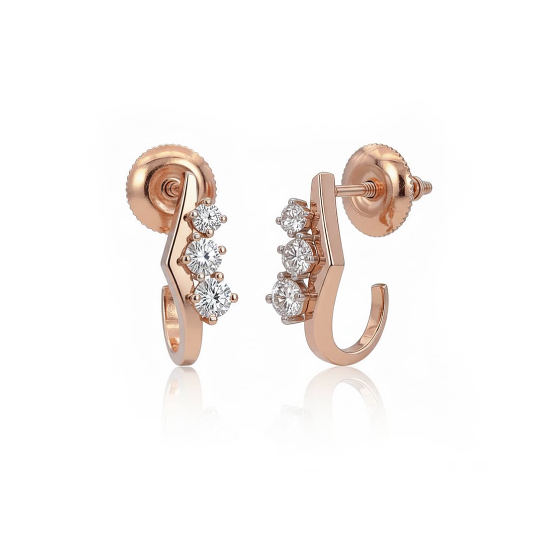 The Hiya Signature IV Sculpted Line Diamond Earrings  - 4