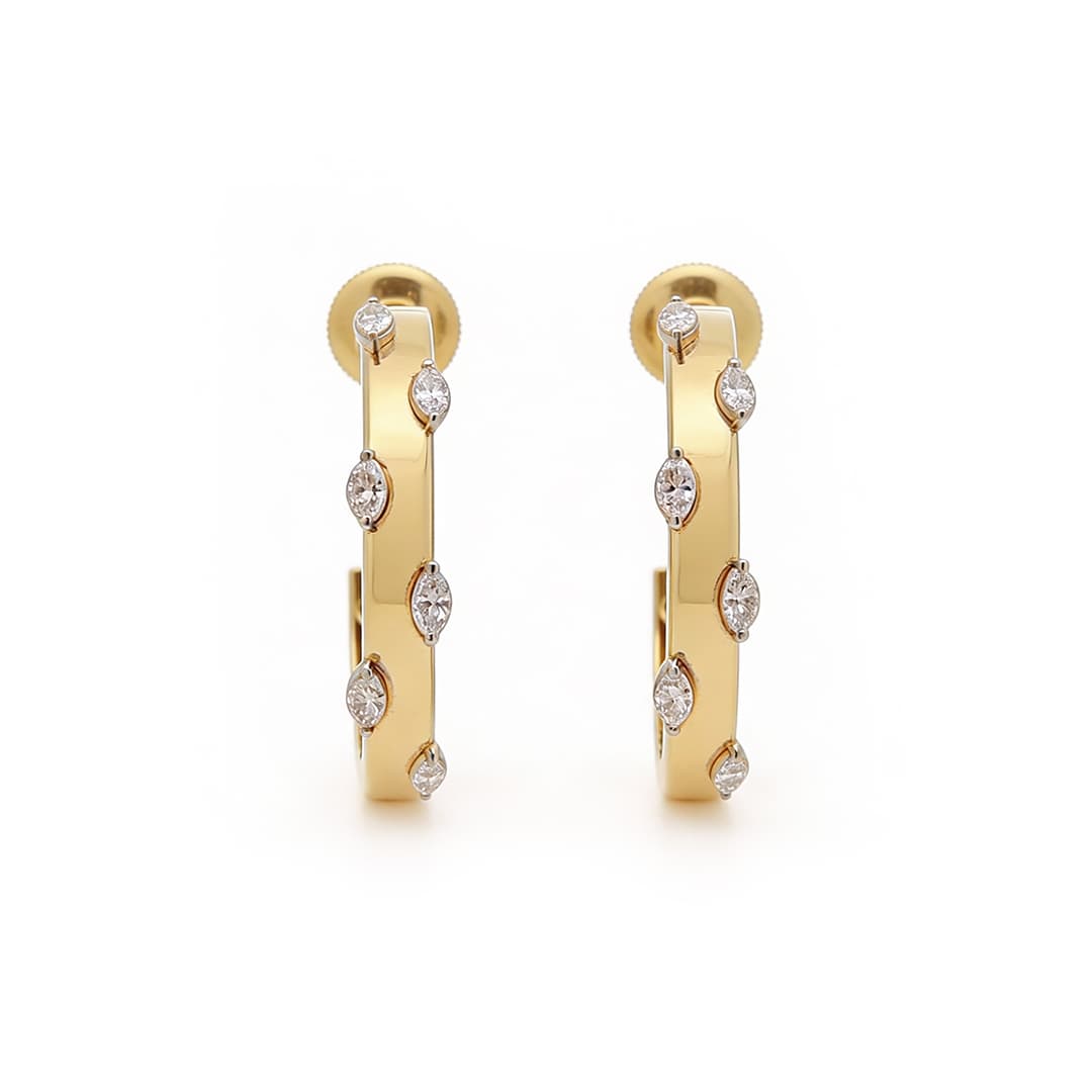 The Hiya Signature IV Bezel Marquise Hoops  - 3