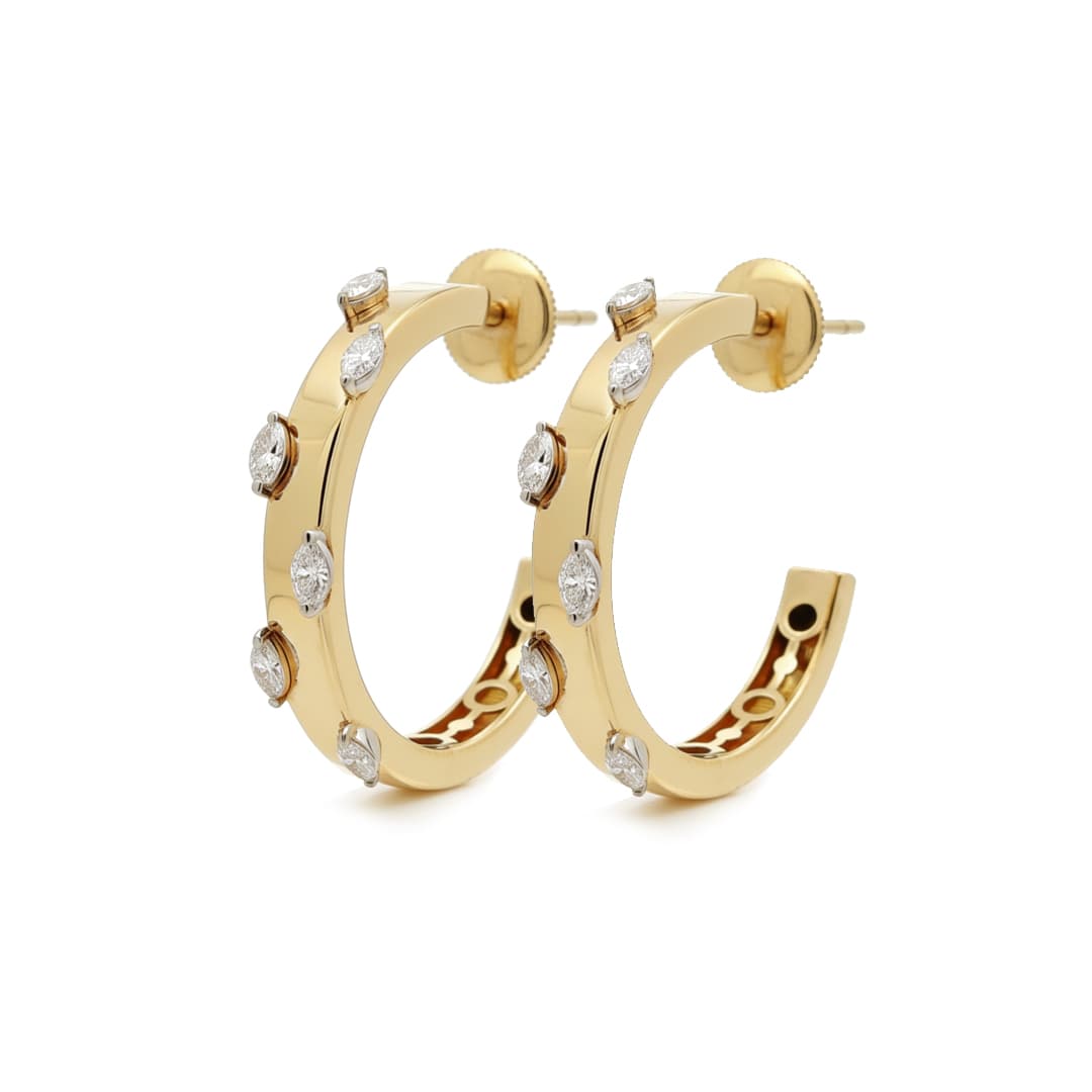 The Hiya Signature IV Bezel Marquise Hoops  - 4