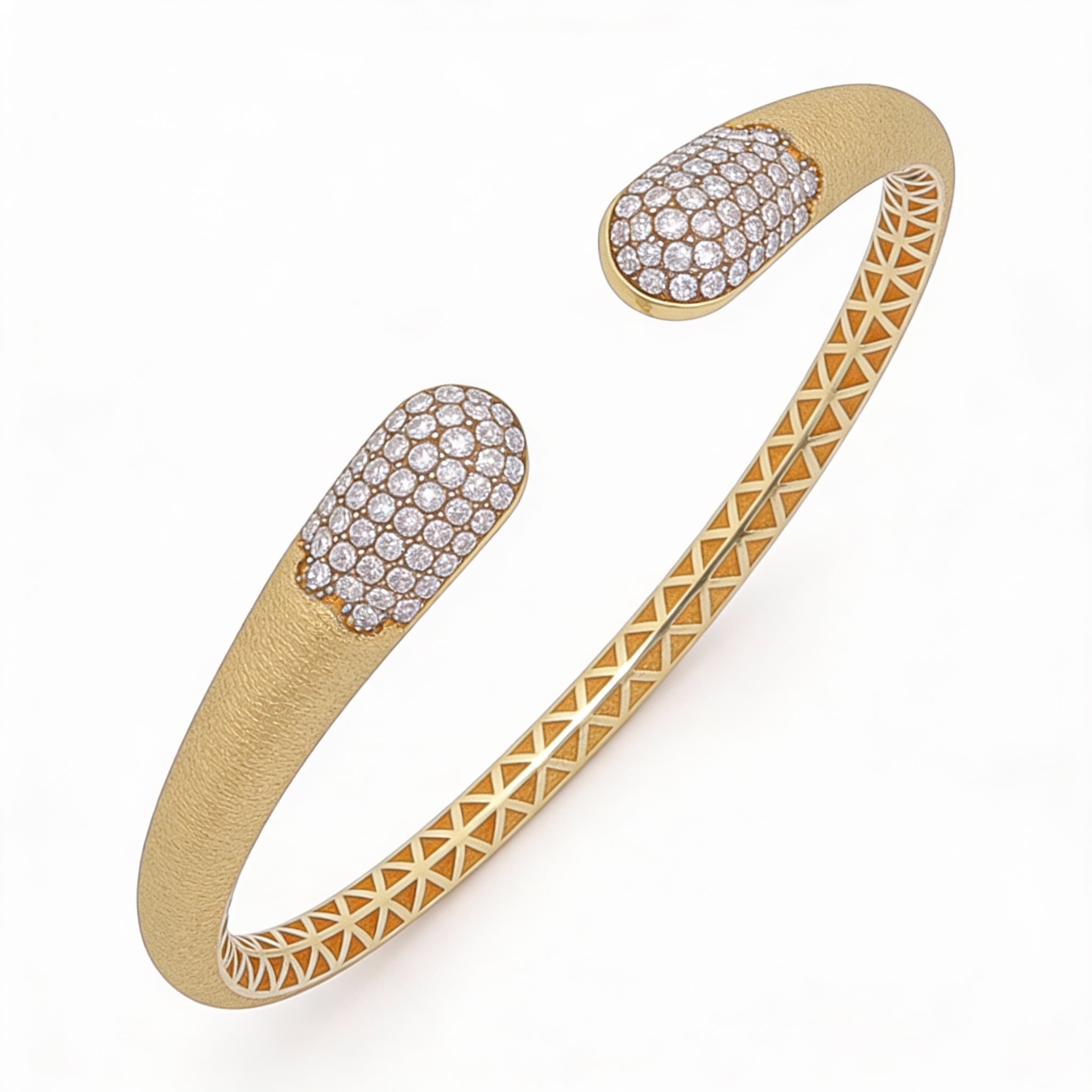 The Hiya Signature IV Satin-Finish Pavé Terminal Bangle  - 3