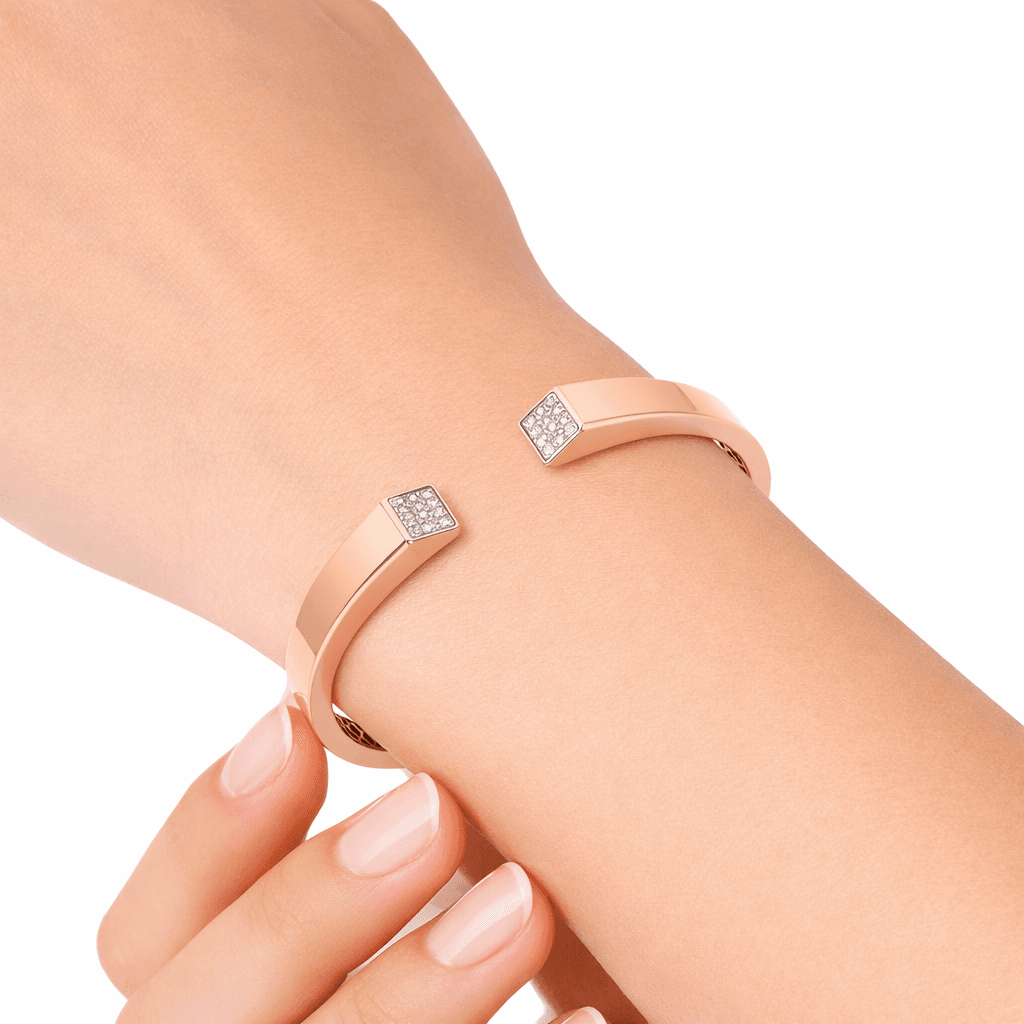 The Hiya Signature IV Dual Square Diamond Open Bangle 