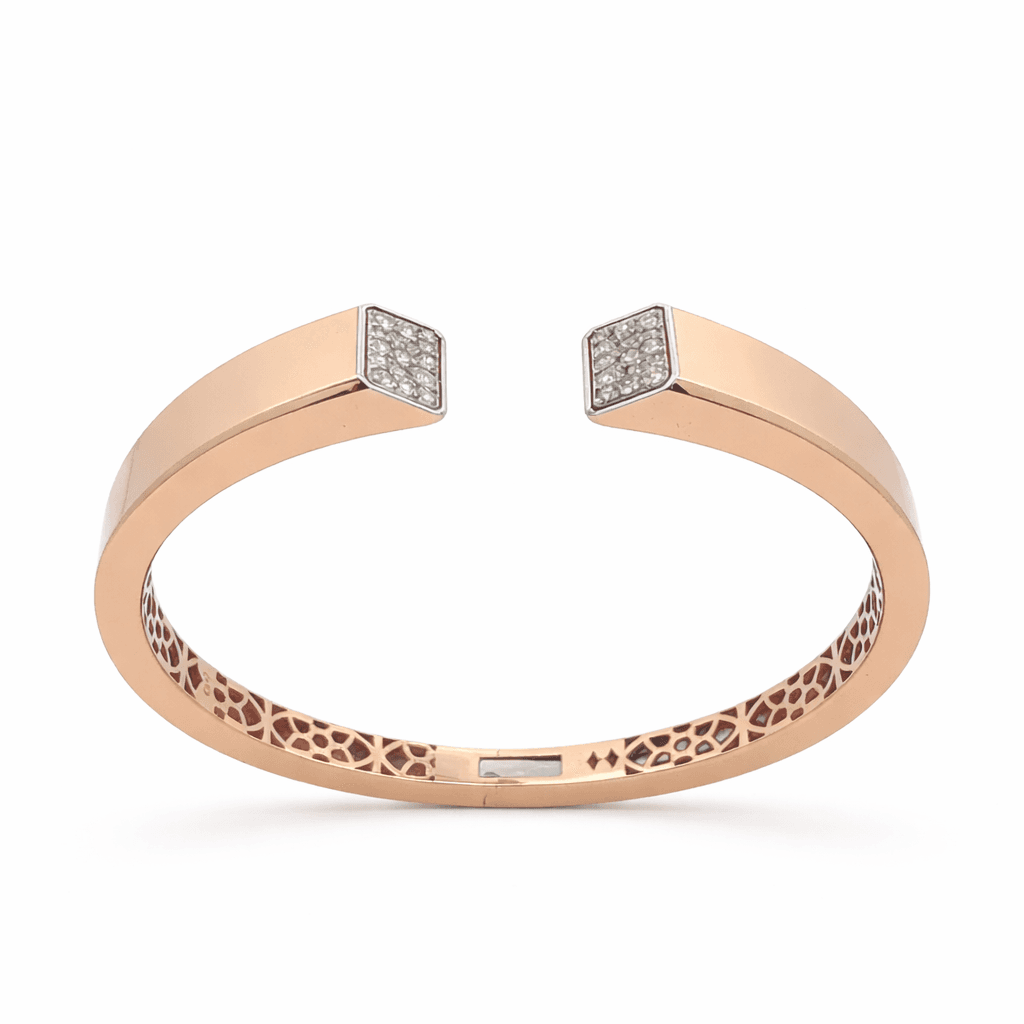 The Hiya Signature IV Dual Square Diamond Open Bangle  - 3