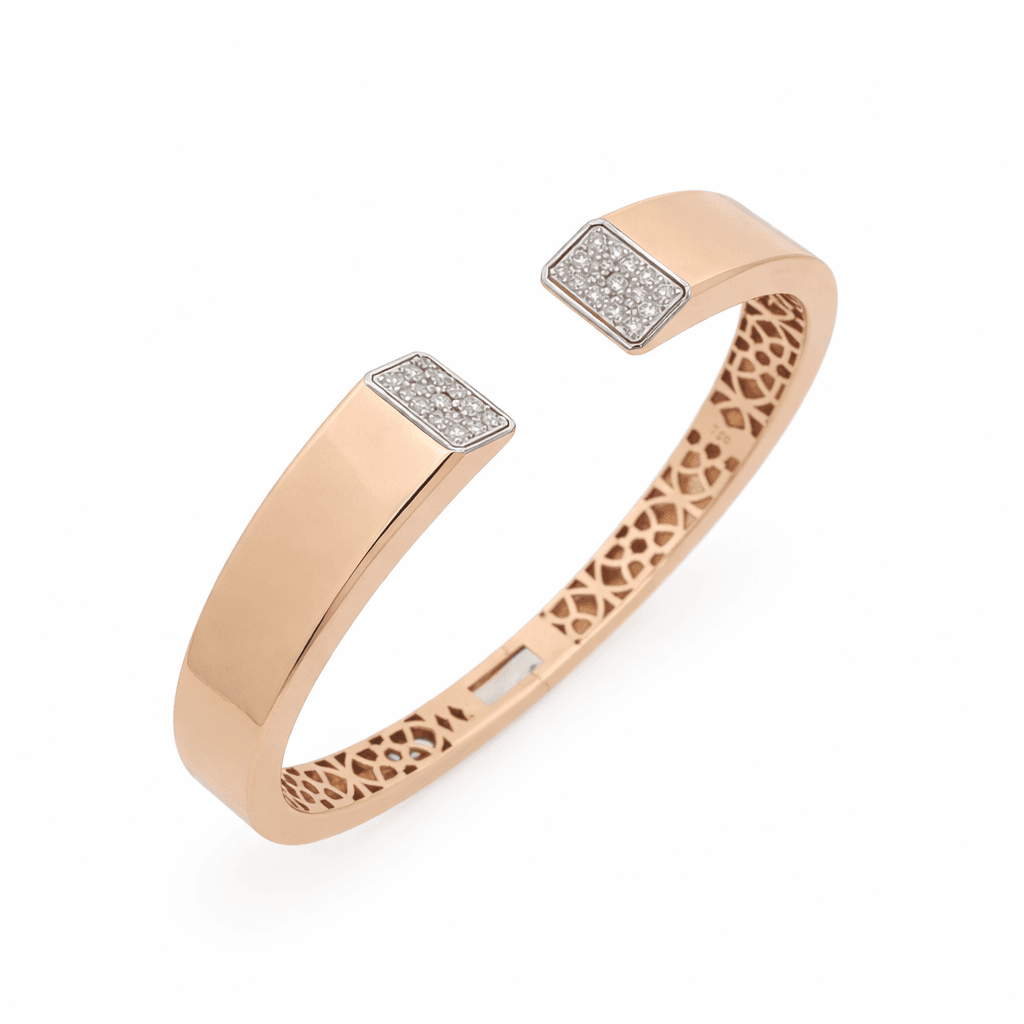 The Hiya Signature IV Dual Square Diamond Open Bangle  - 4