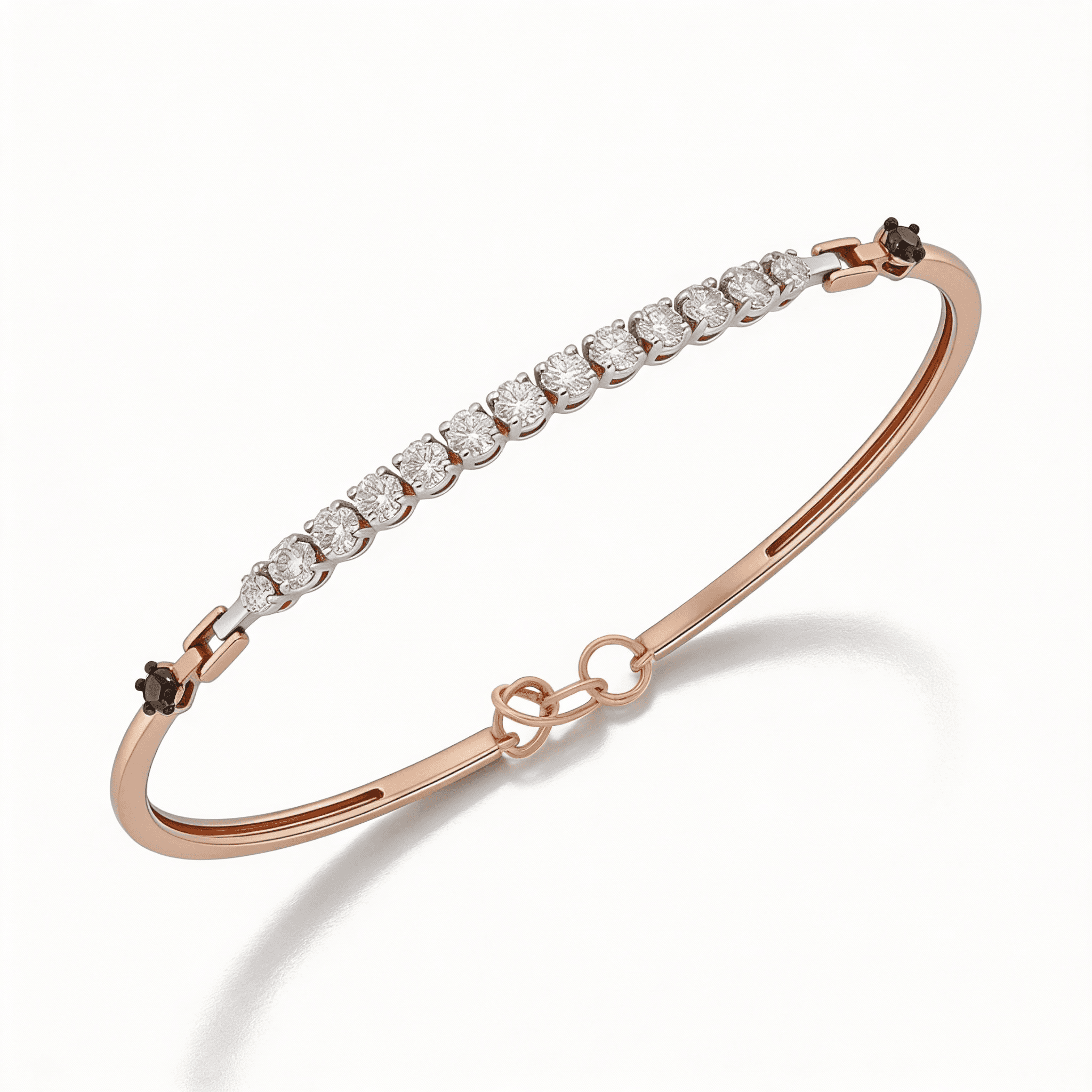 The Hiya Signature IV Round Brilliant Diamond Line Bracelet in 18K Rose Gold - 4