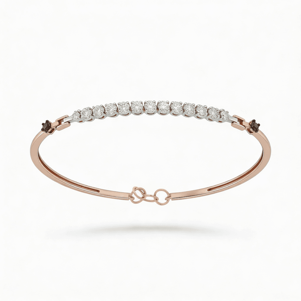 The Hiya Signature IV Round Brilliant Diamond Line Bracelet in 18K Rose Gold - 5