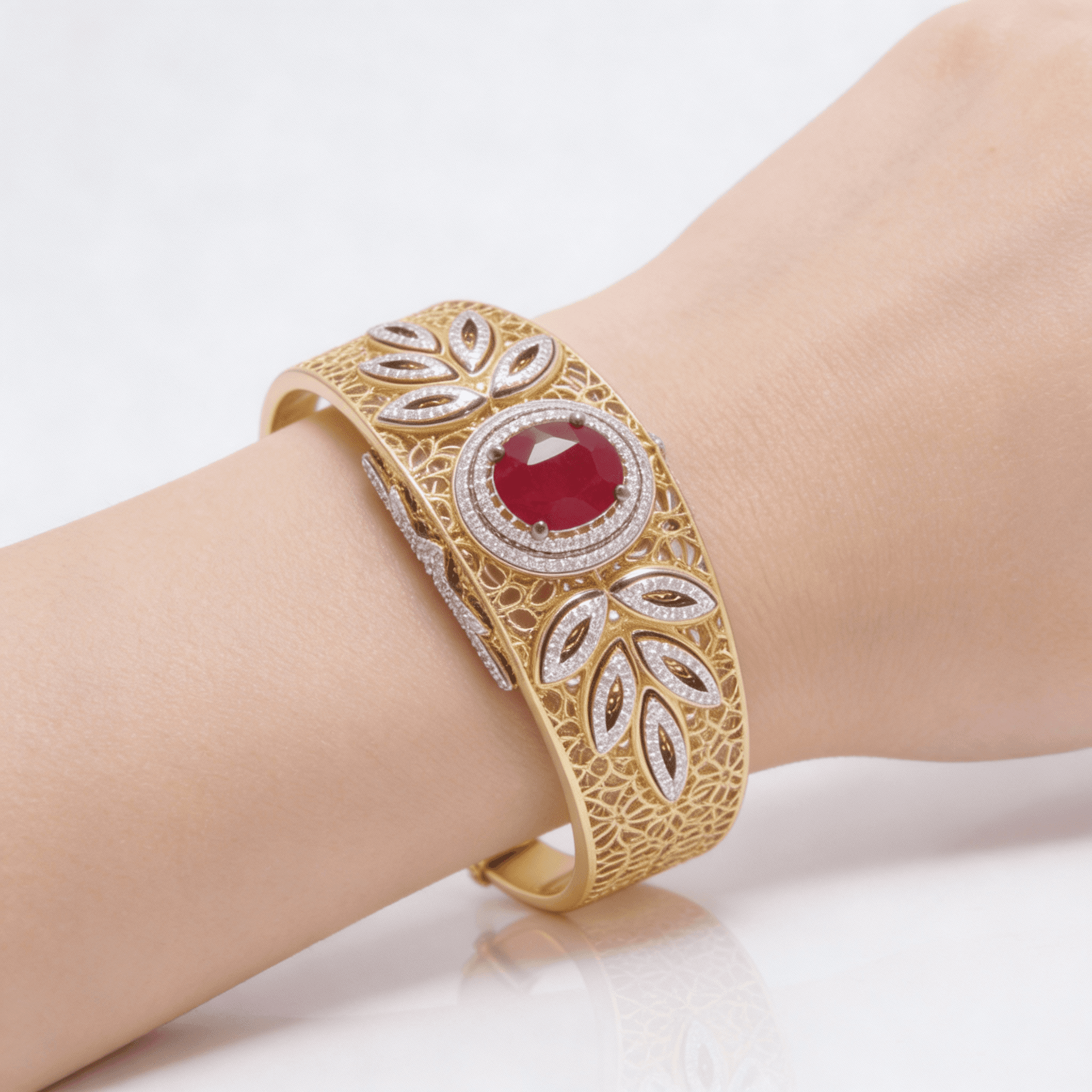 The Peregrinus Filigree Ruby Meridian Cuff