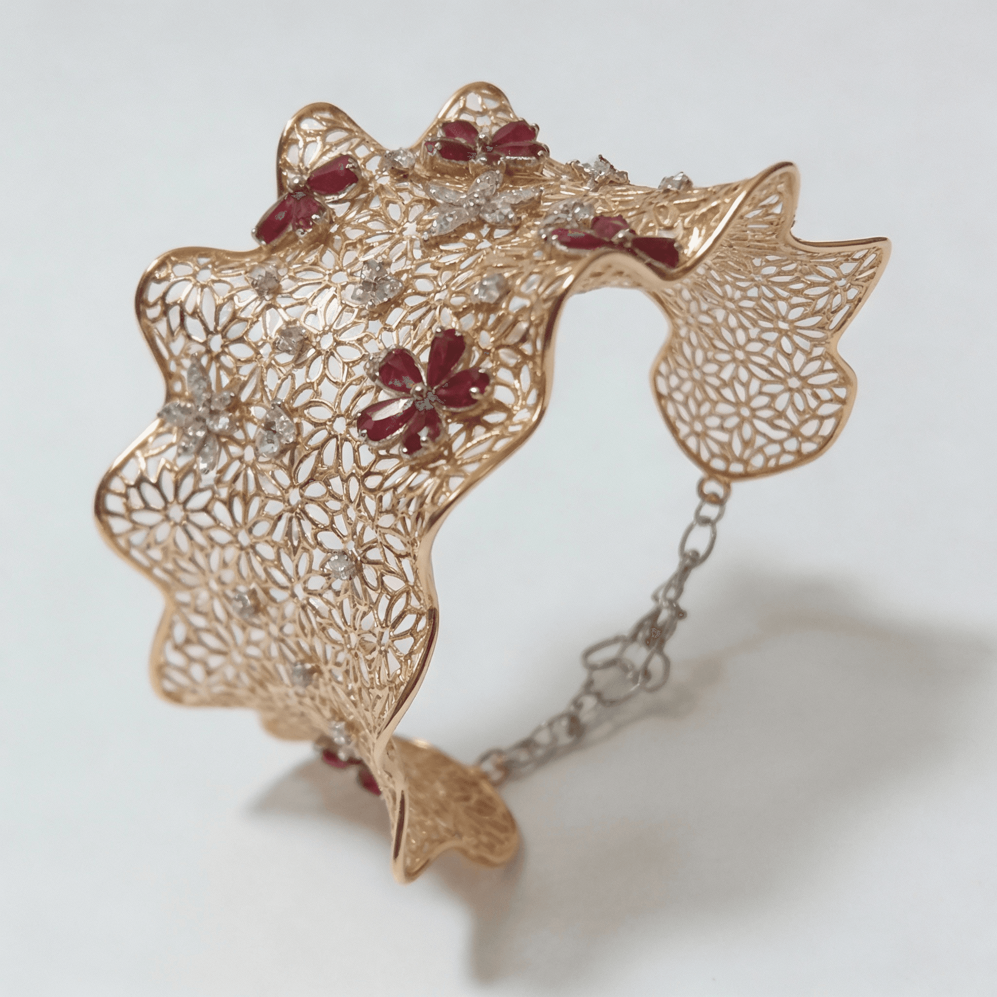 The Peregrinus Floral Lattice Ruby Cuff - 3