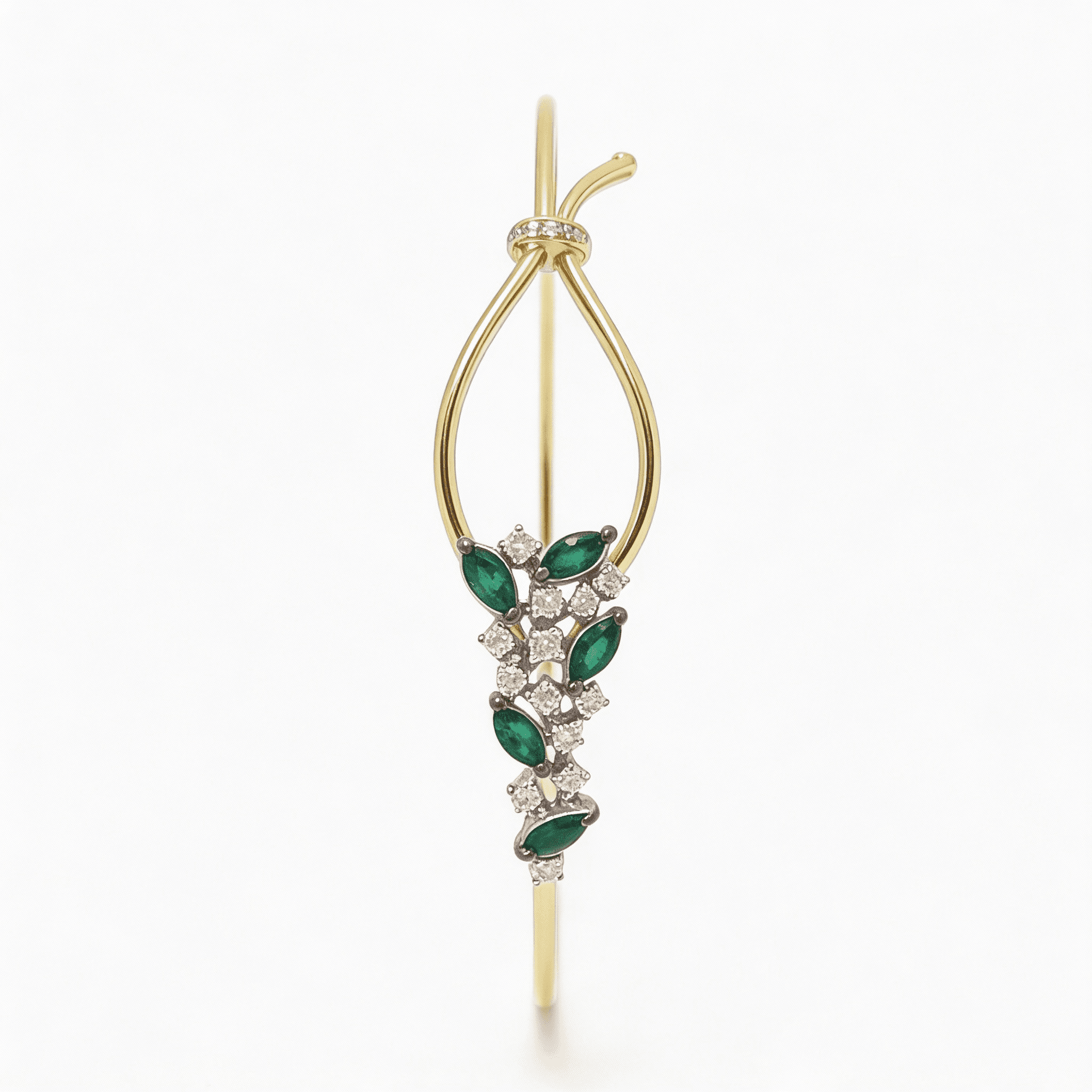 The Peregrinus Marquise Emerald & Diamond Axis Bangle  - 4