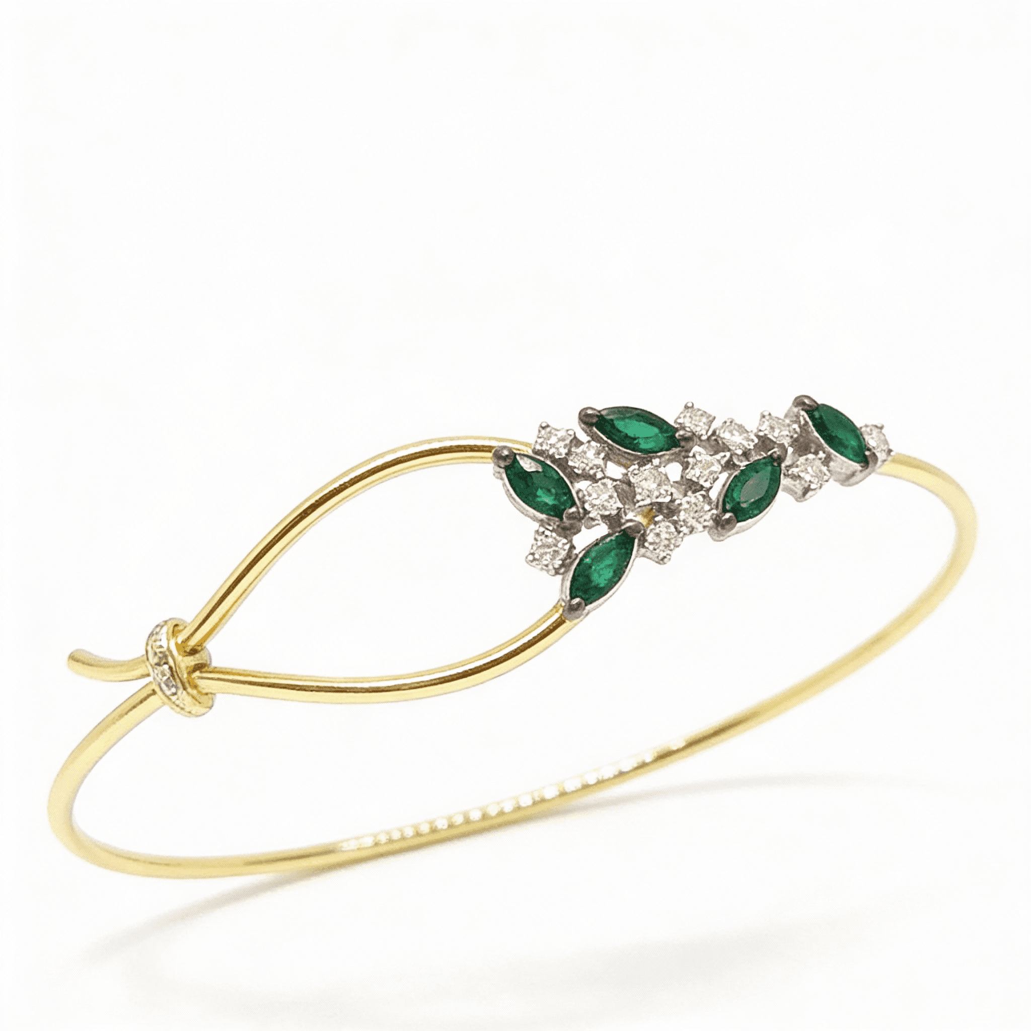 The Peregrinus Marquise Emerald & Diamond Axis Bangle  - 6
