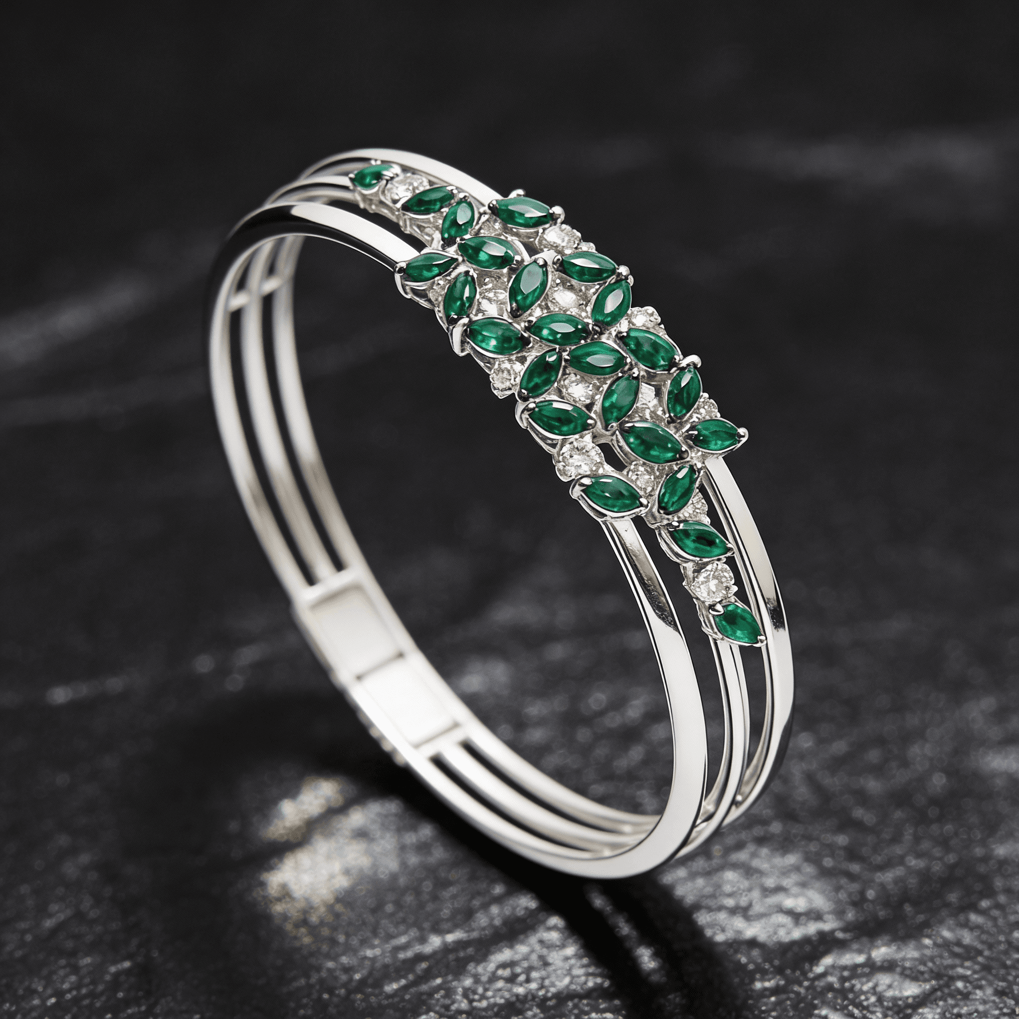 The Peregrinus Emerald Lattice Span Bangle