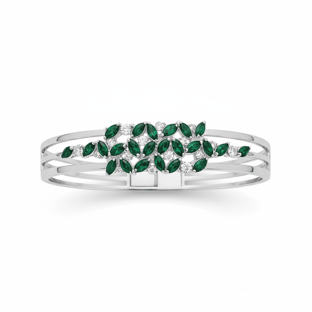 The Peregrinus Emerald Lattice Span Bangle - 3