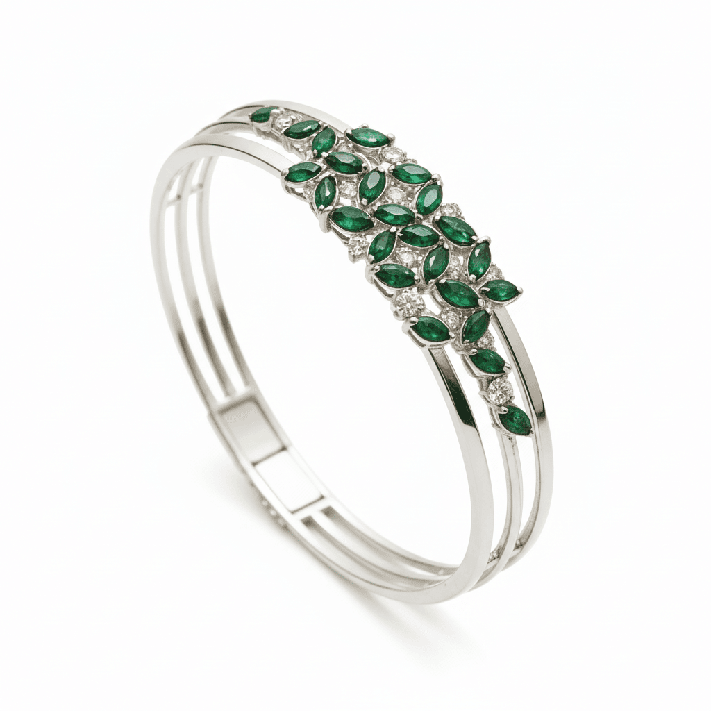 The Peregrinus Emerald Lattice Span Bangle - 5