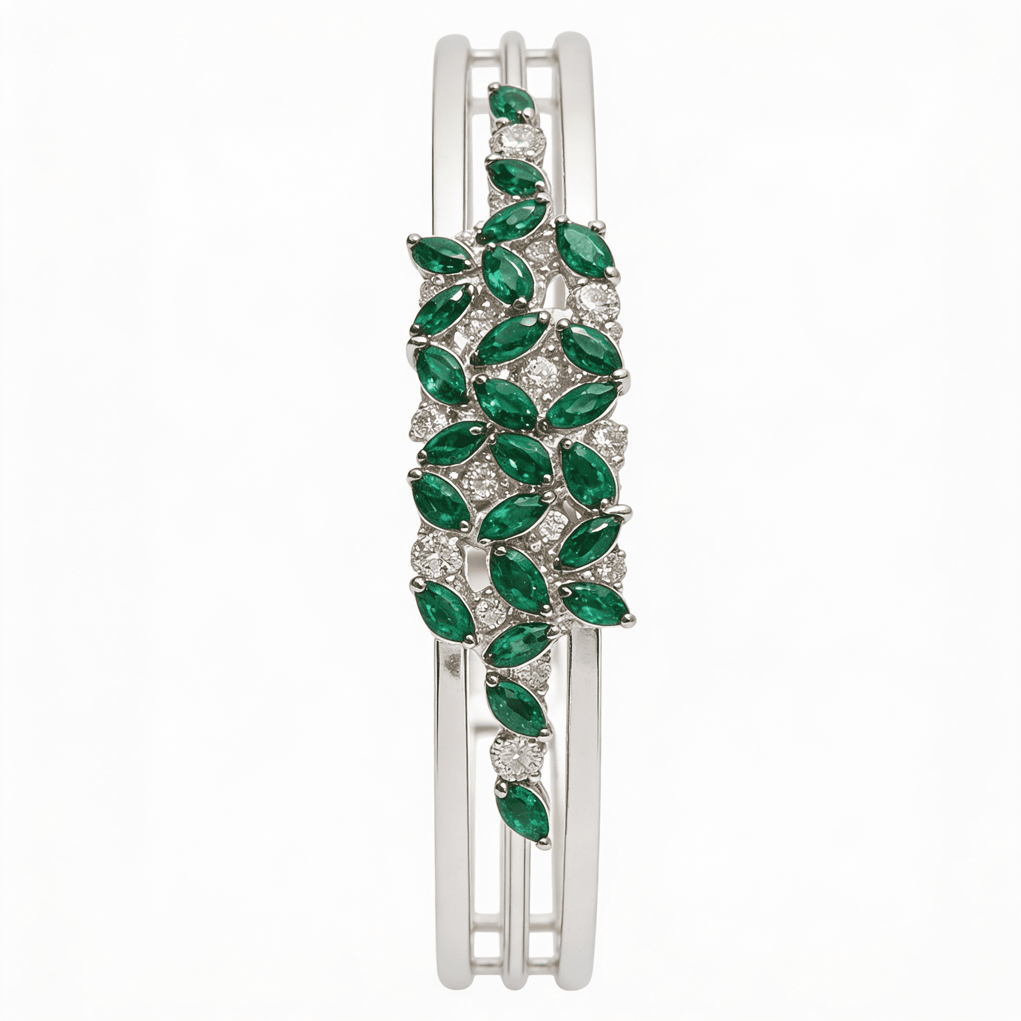 The Peregrinus Emerald Lattice Span Bangle - 6