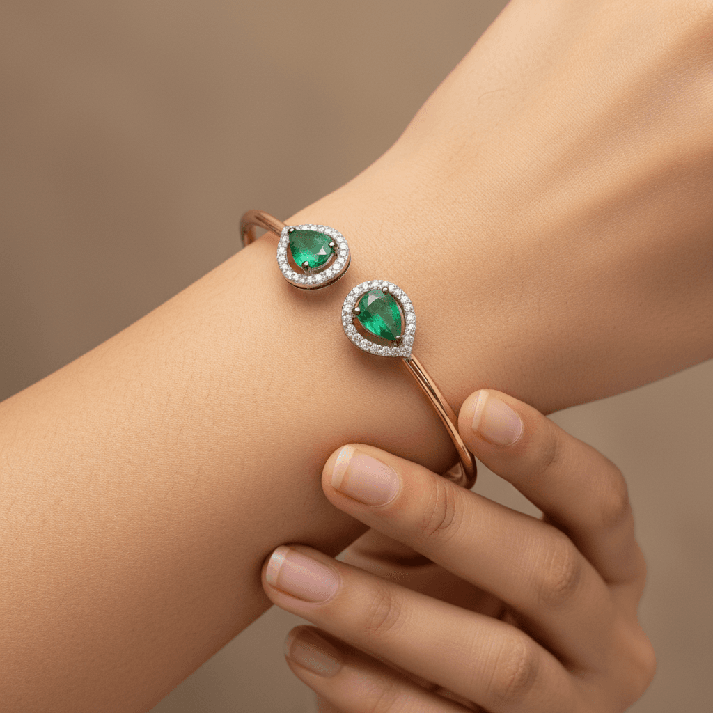 The Peregrinus Emerald Dual Halo Bangle
