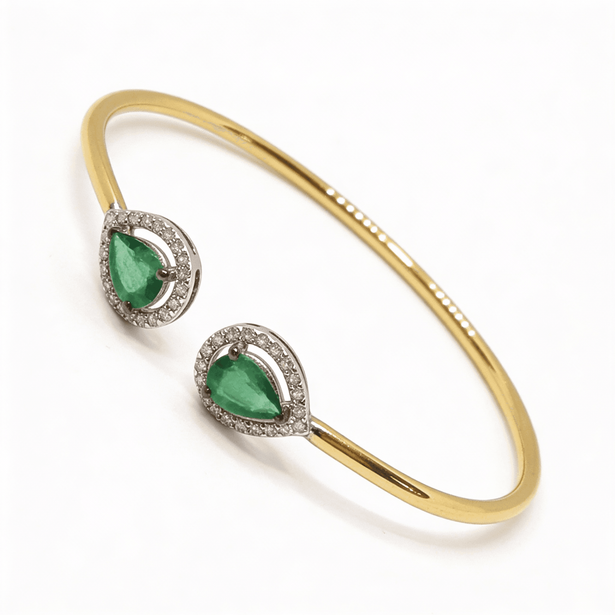 The Peregrinus Emerald Dual Halo Bangle - 3