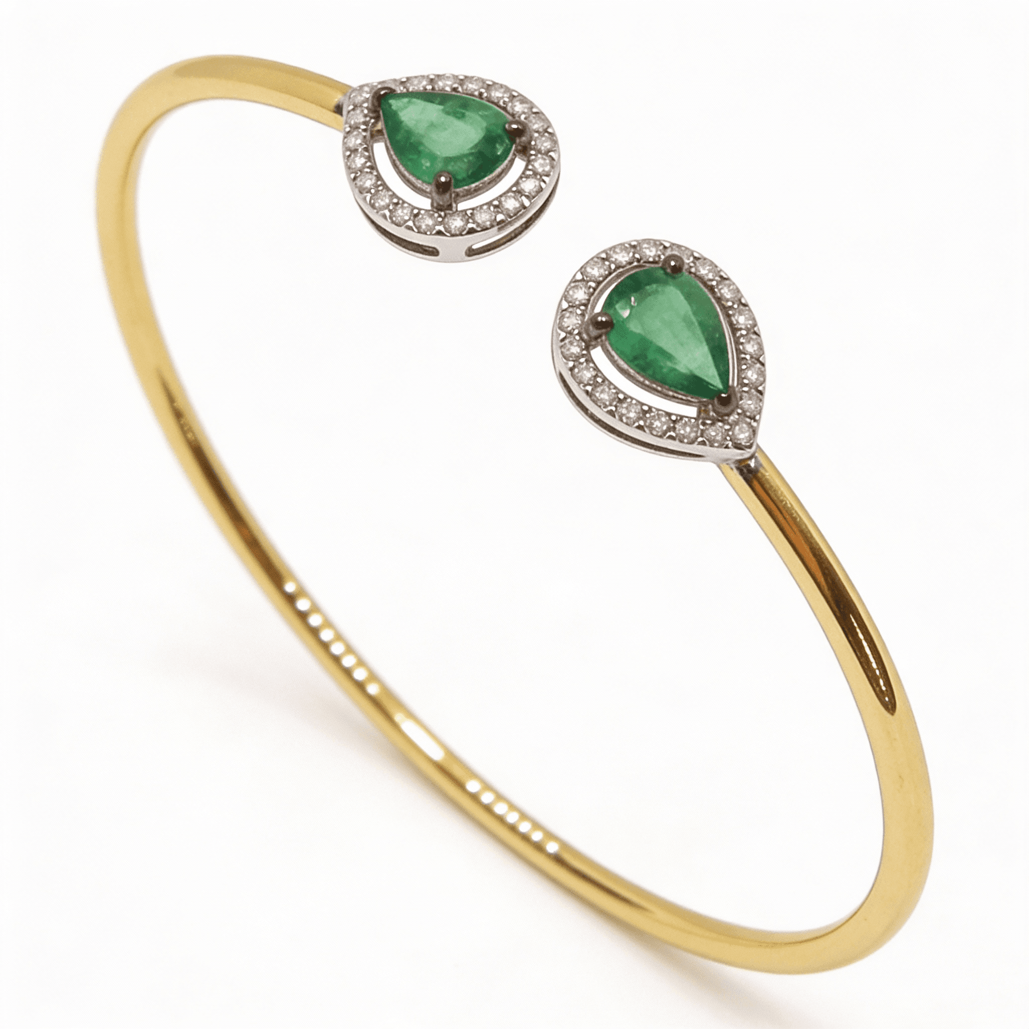 The Peregrinus Emerald Dual Halo Bangle - 4