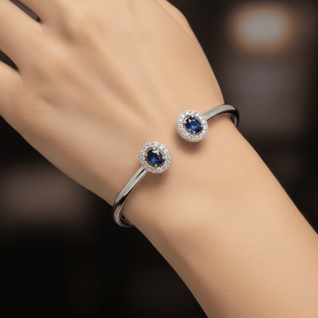 The Peregrinus Sapphire Twin Halo Bangle