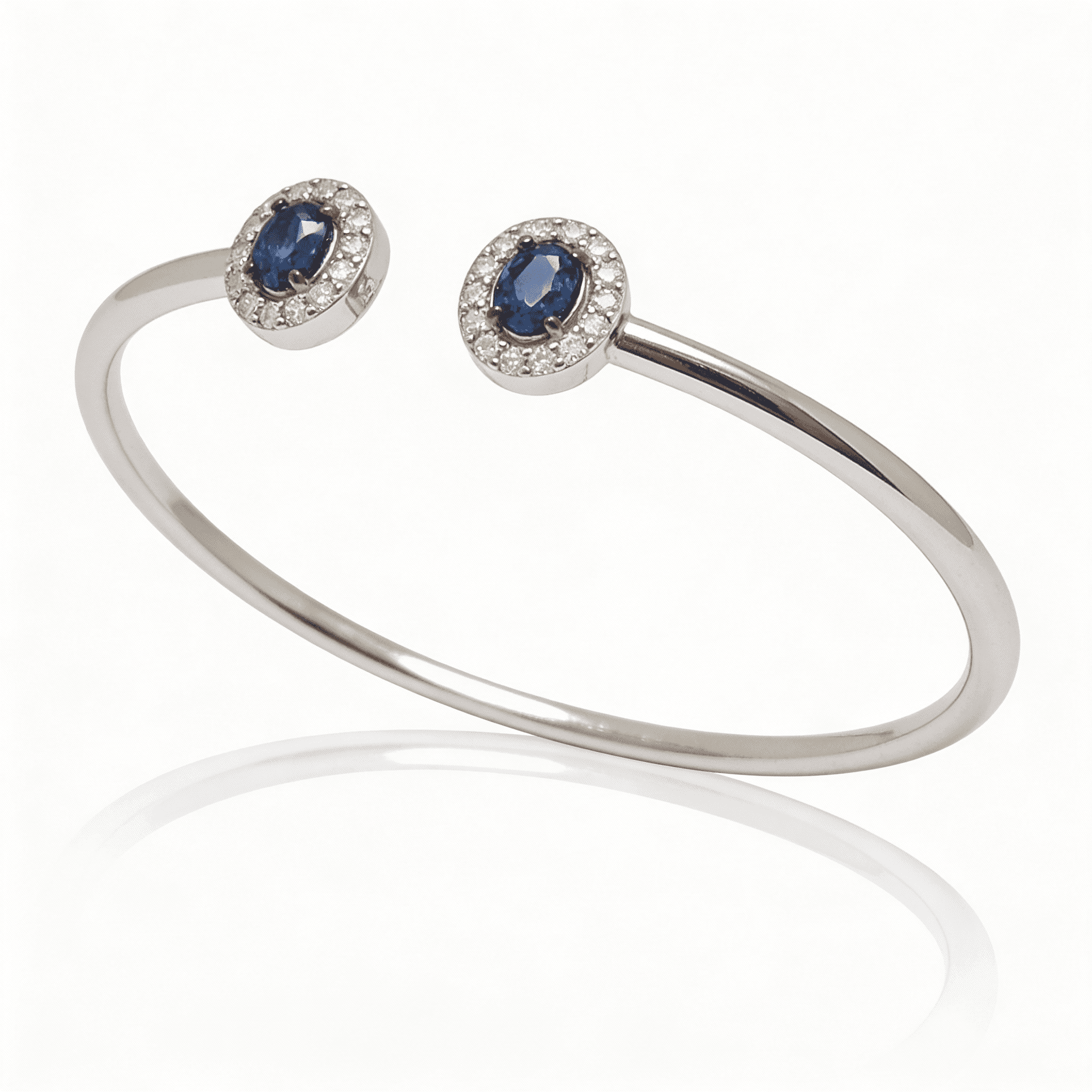 The Peregrinus Sapphire Twin Halo Bangle - 3