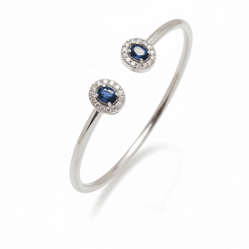 The Peregrinus Sapphire Twin Halo Bangle - 4