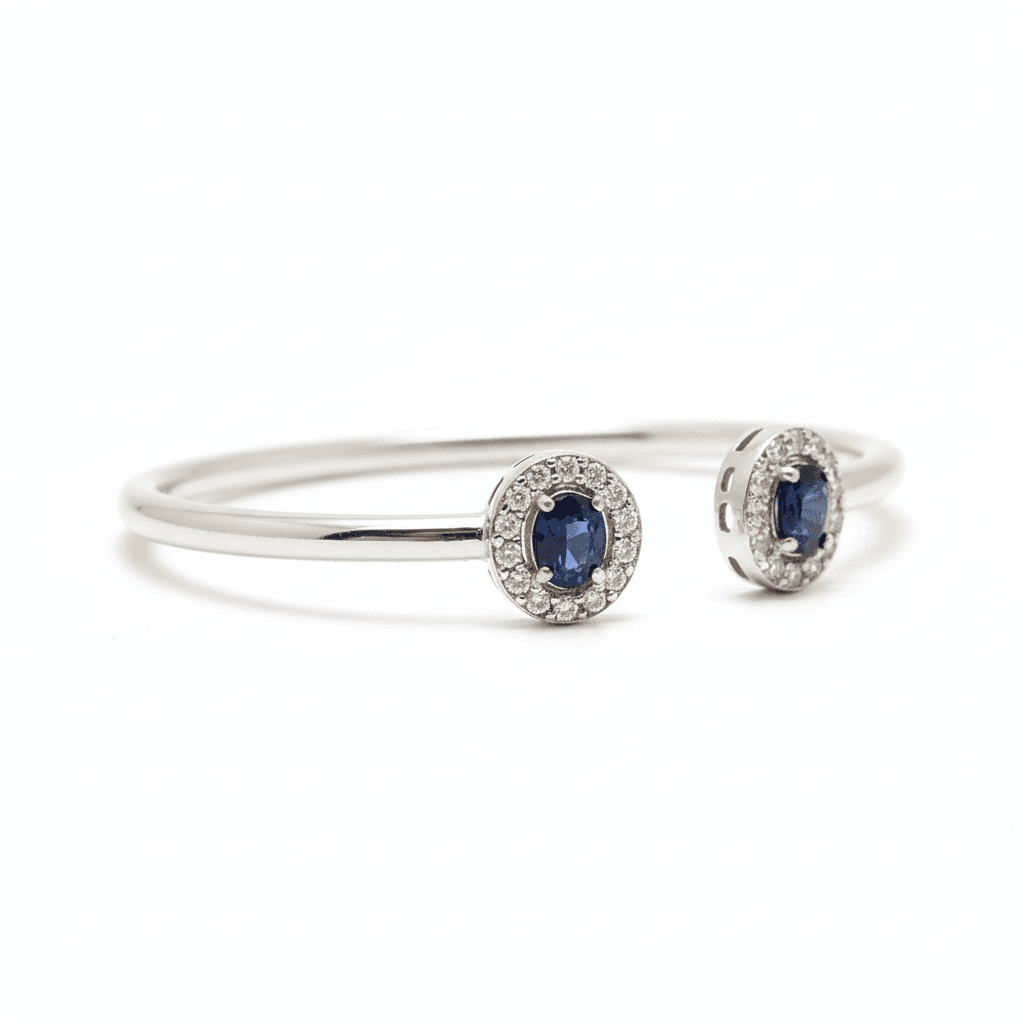 The Peregrinus Sapphire Twin Halo Bangle - 5