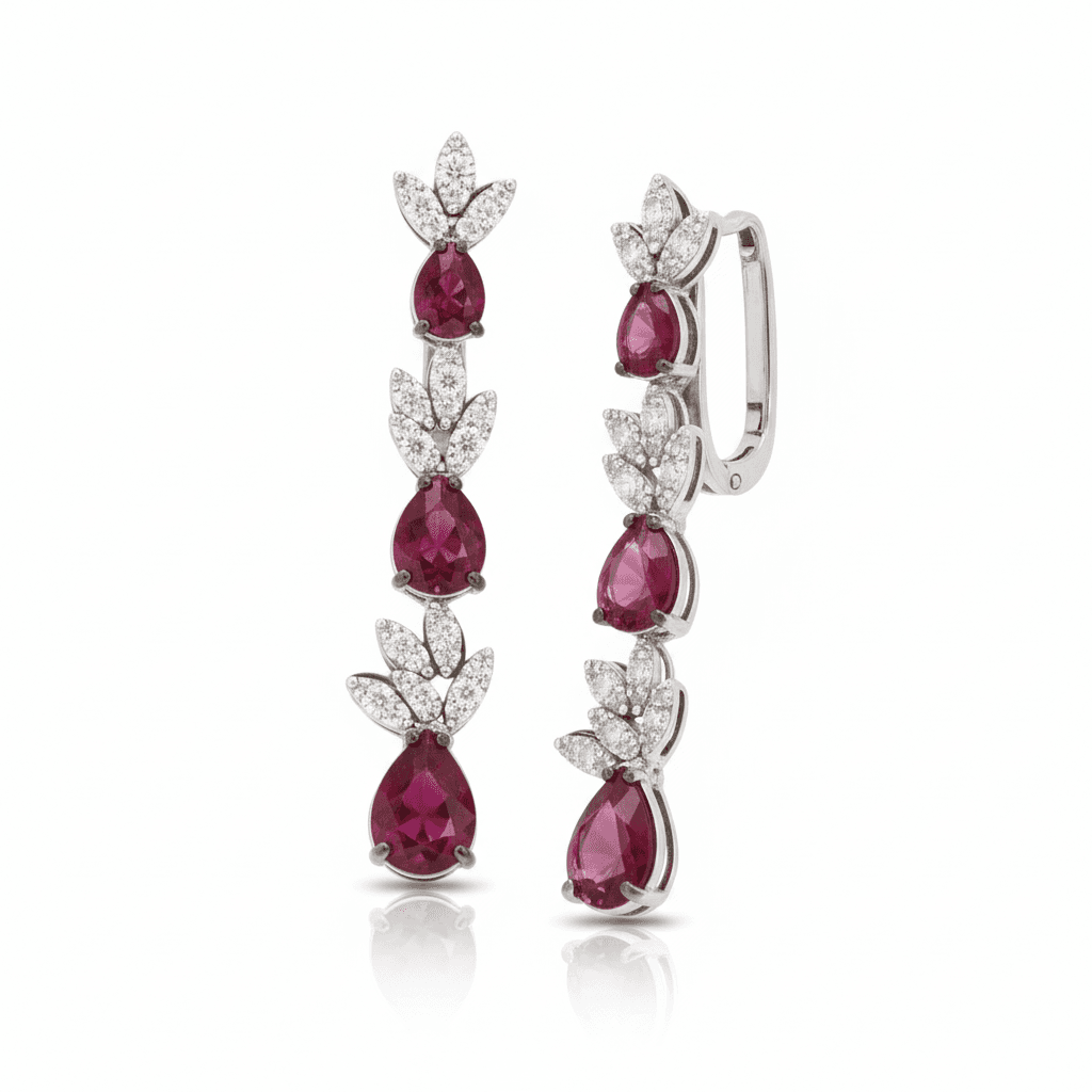 The Peregrinus Ruby Leafline Earrings - 3