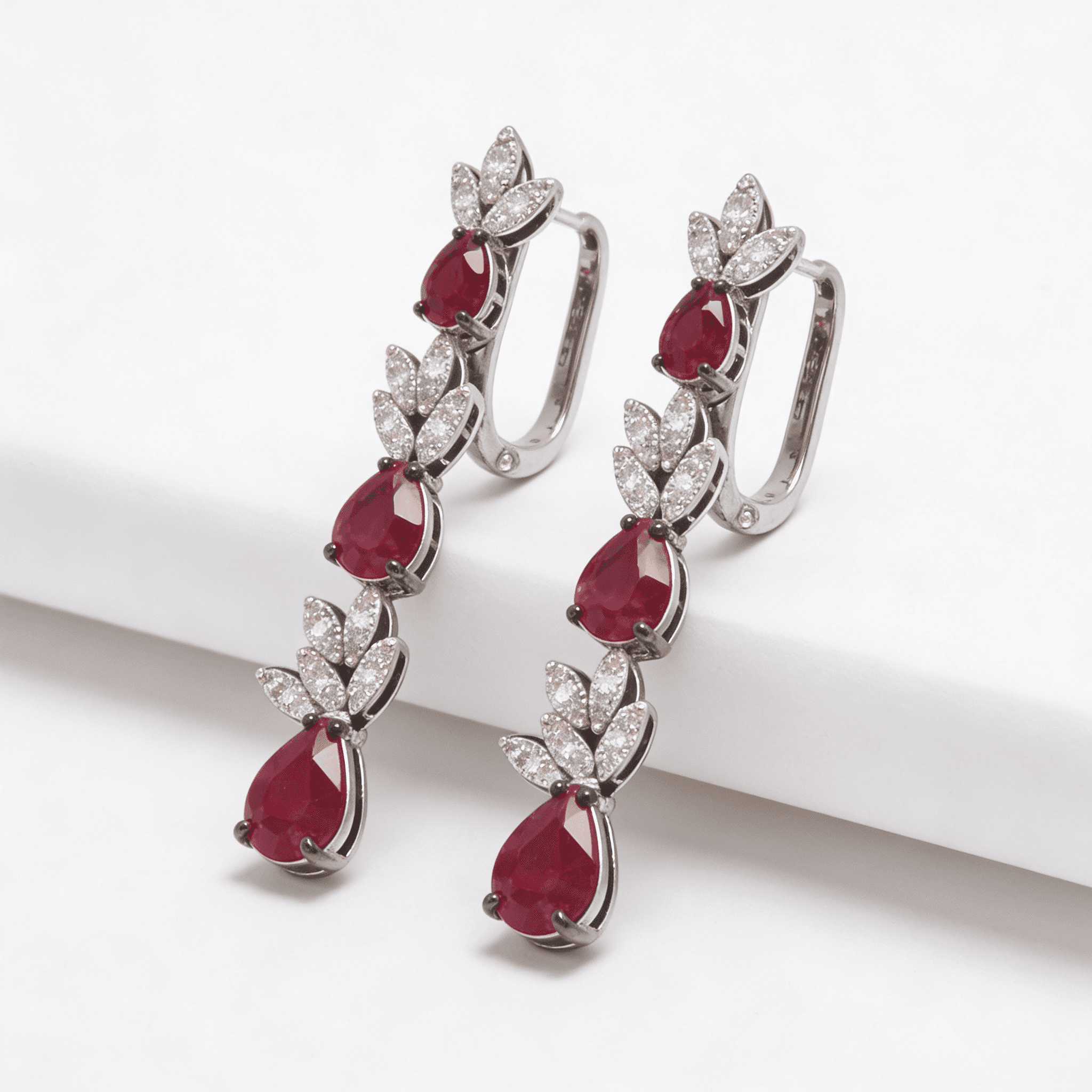 The Peregrinus Ruby Leafline Earrings - 4
