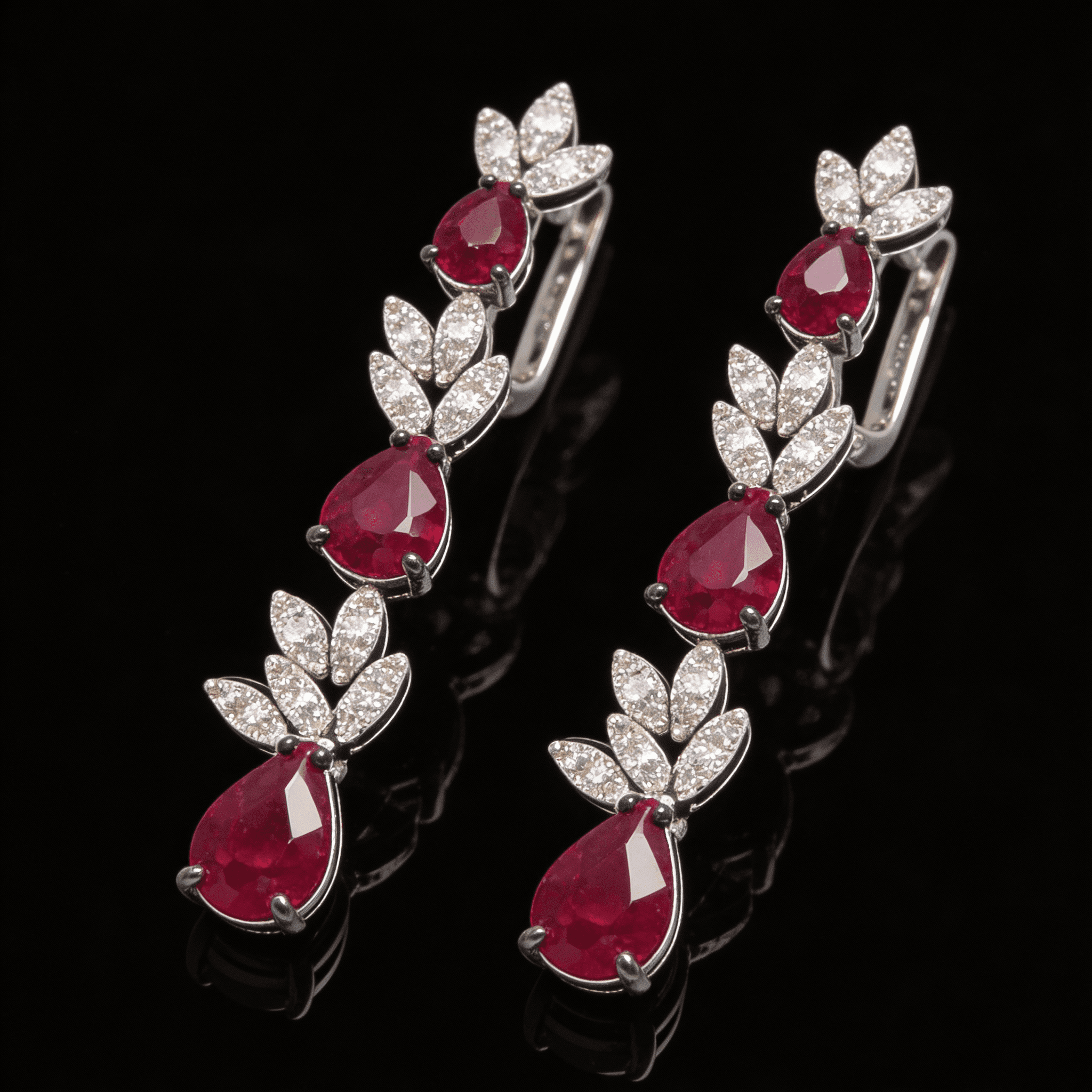 The Peregrinus Ruby Leafline Earrings - 5