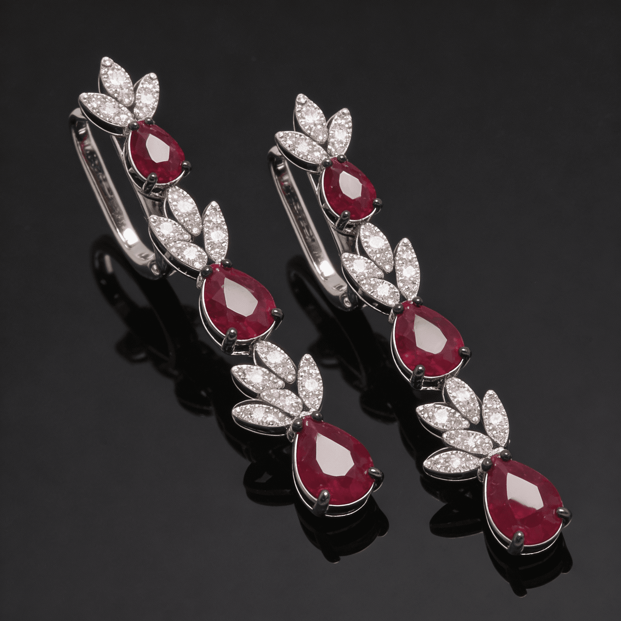 The Peregrinus Ruby Leafline Earrings - 7
