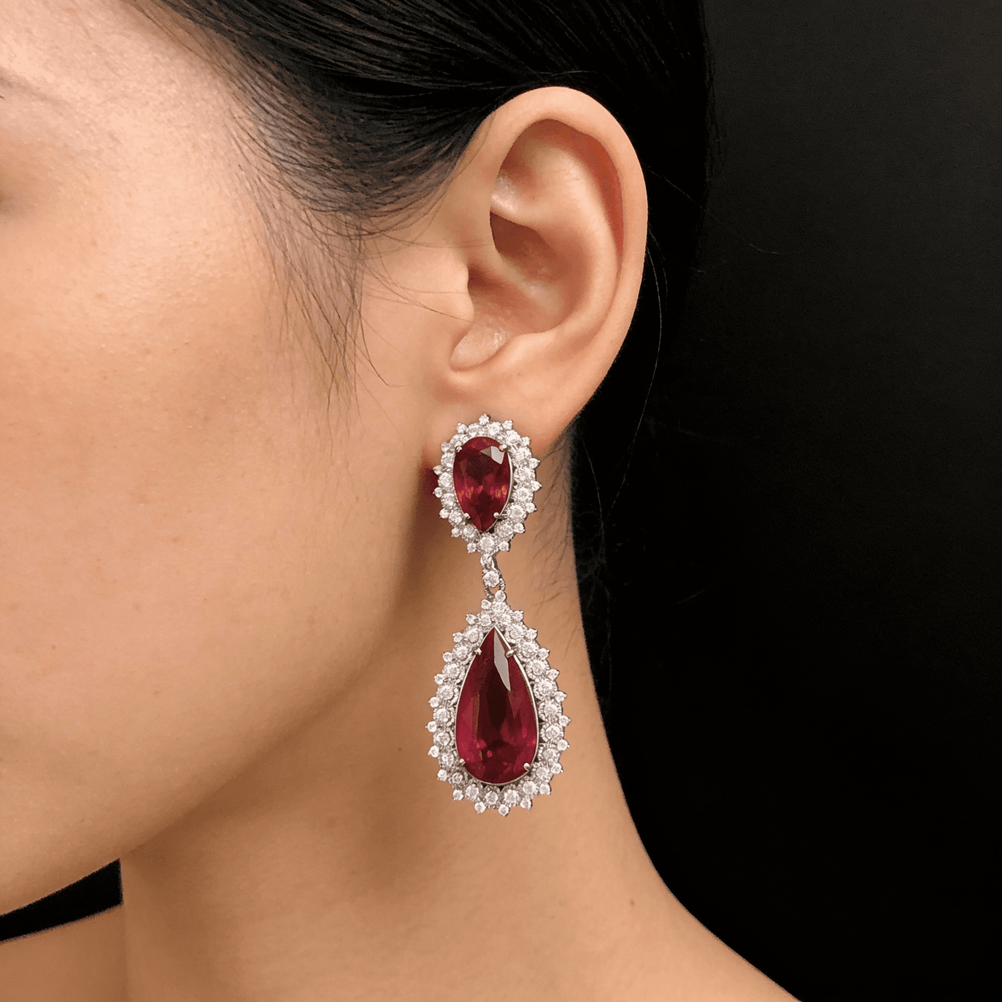 The Peregrinus Ruby Crown Cascade Earrings 