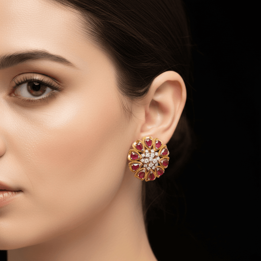 The Peregrinus Ruby Rosette Studs