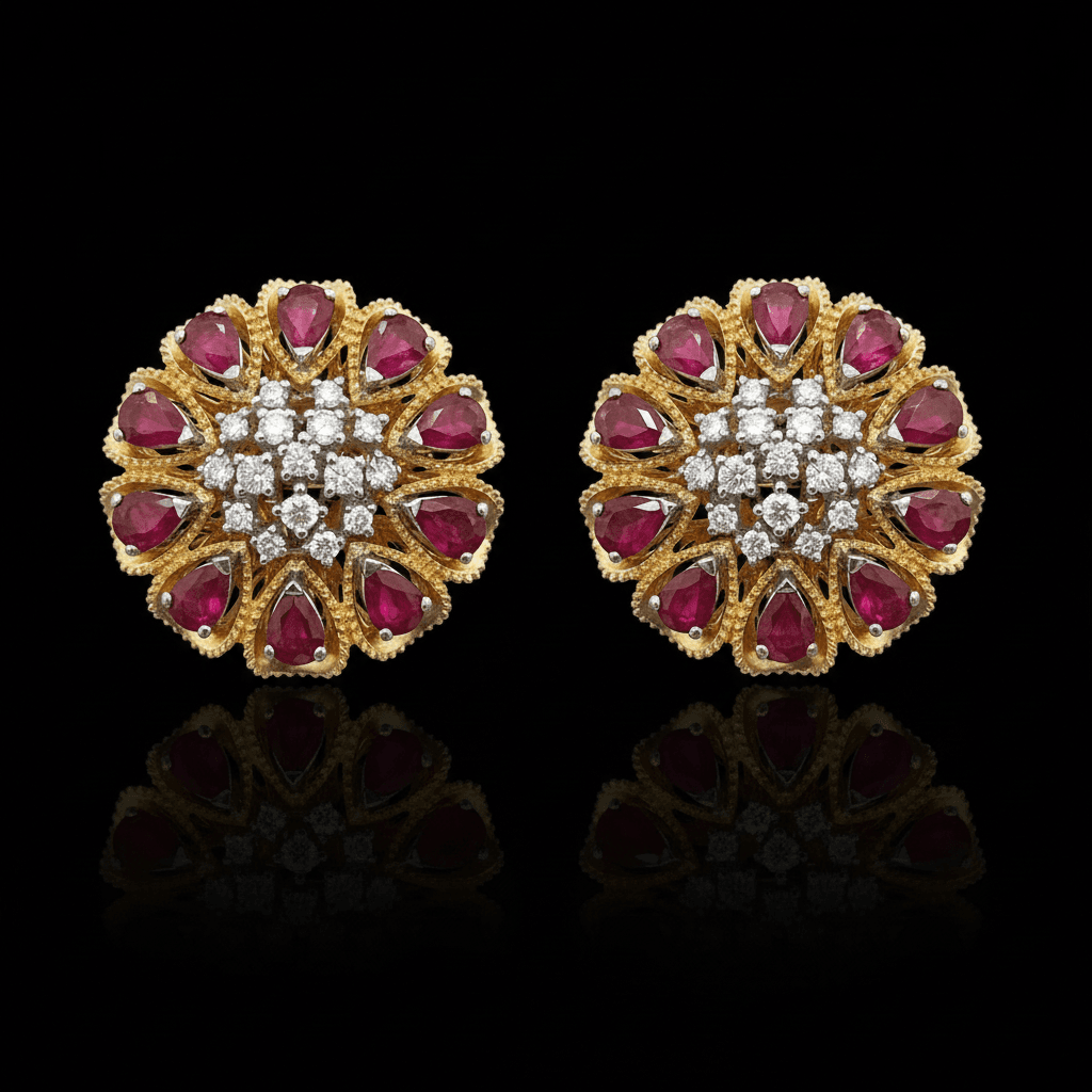The Peregrinus Ruby Rosette Studs - 3